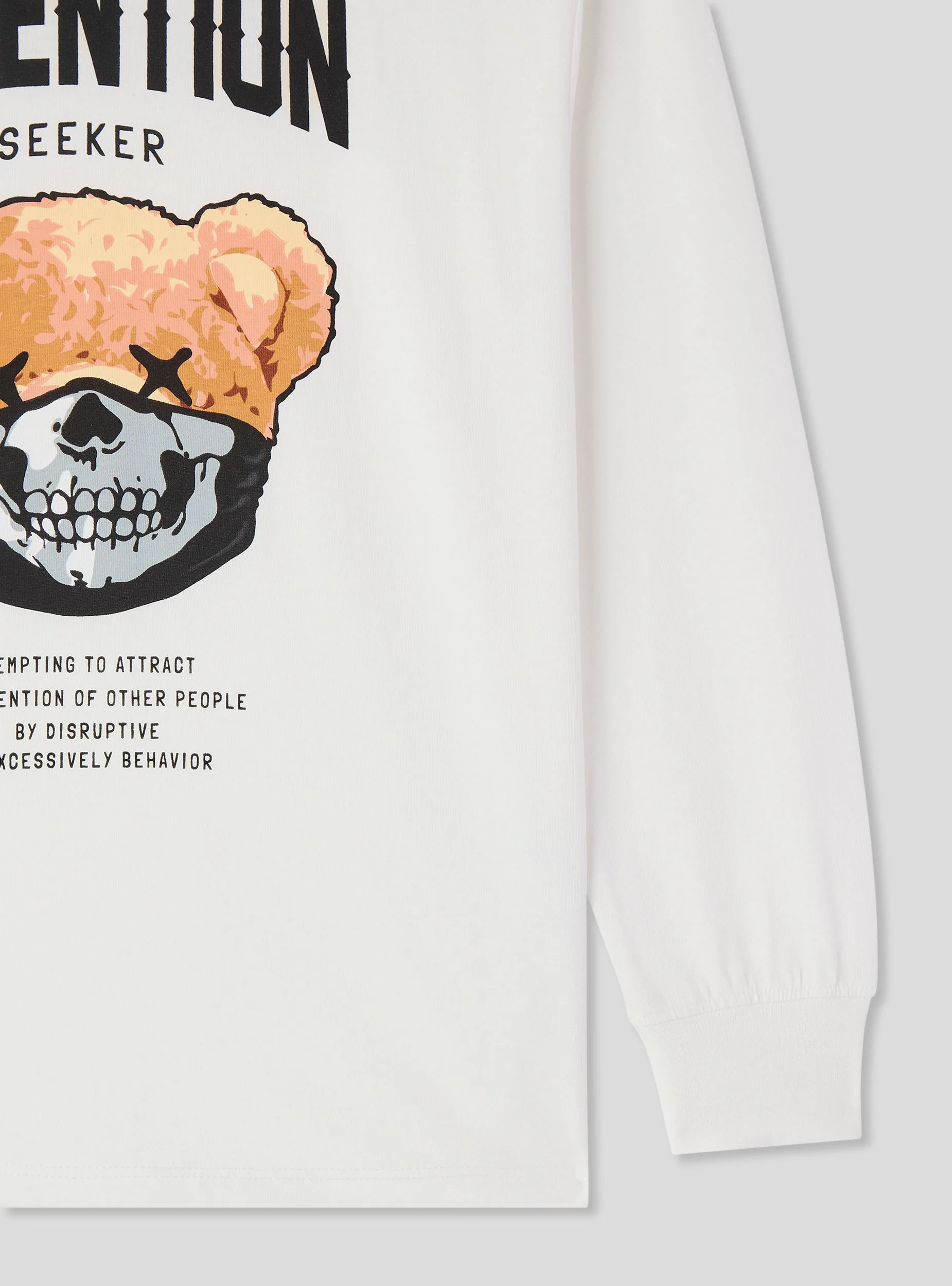 T-shirt maniche lunghe con stampa orso e scritta - Image 4