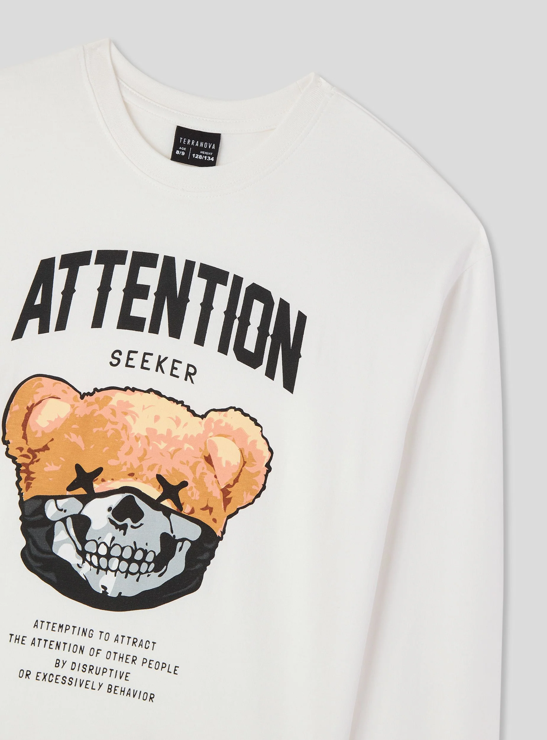 T-shirt maniche lunghe con stampa orso e scritta - Image 6