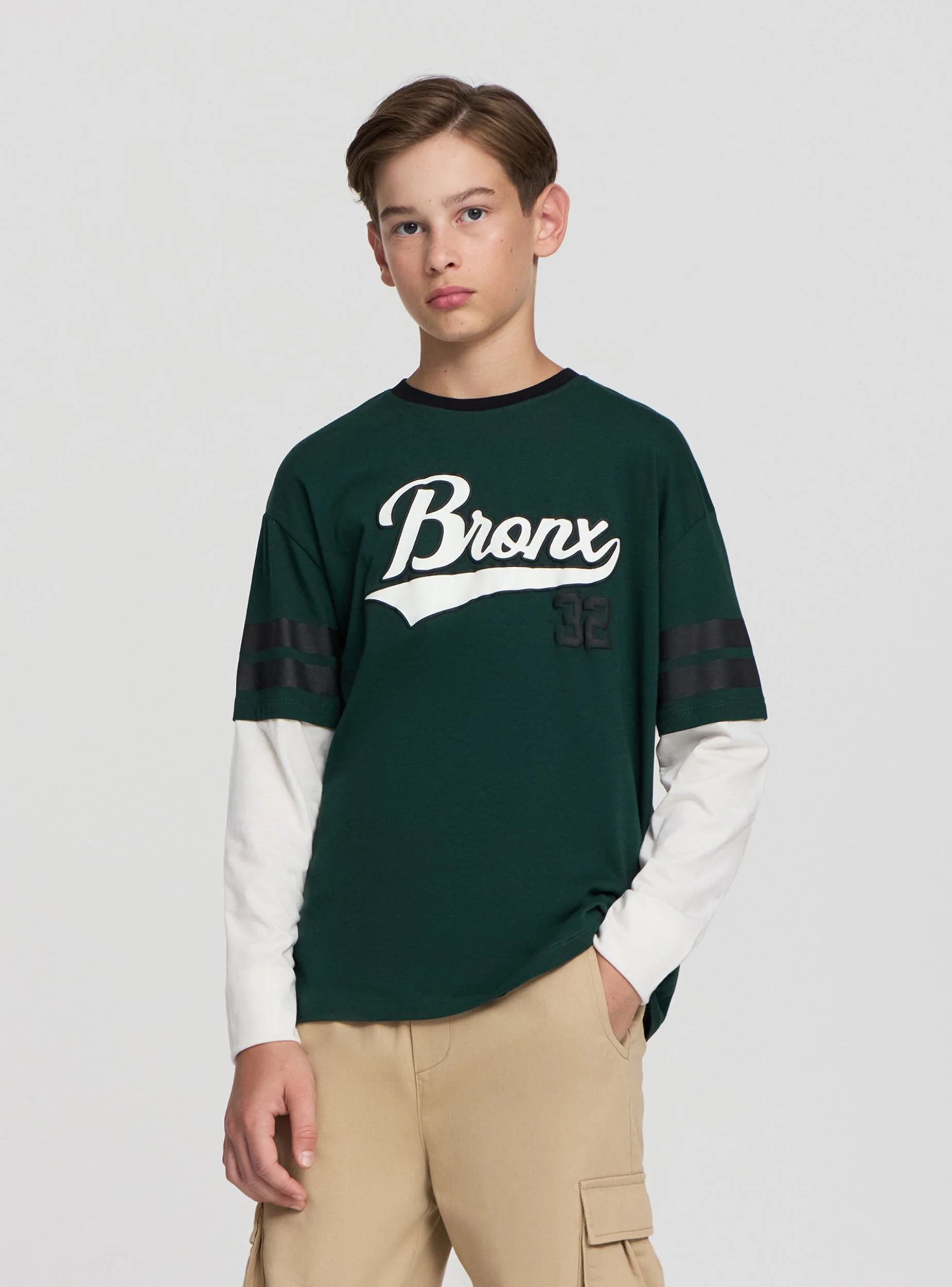 T-shirt maniche lunghe doppiate con bande - Image 3