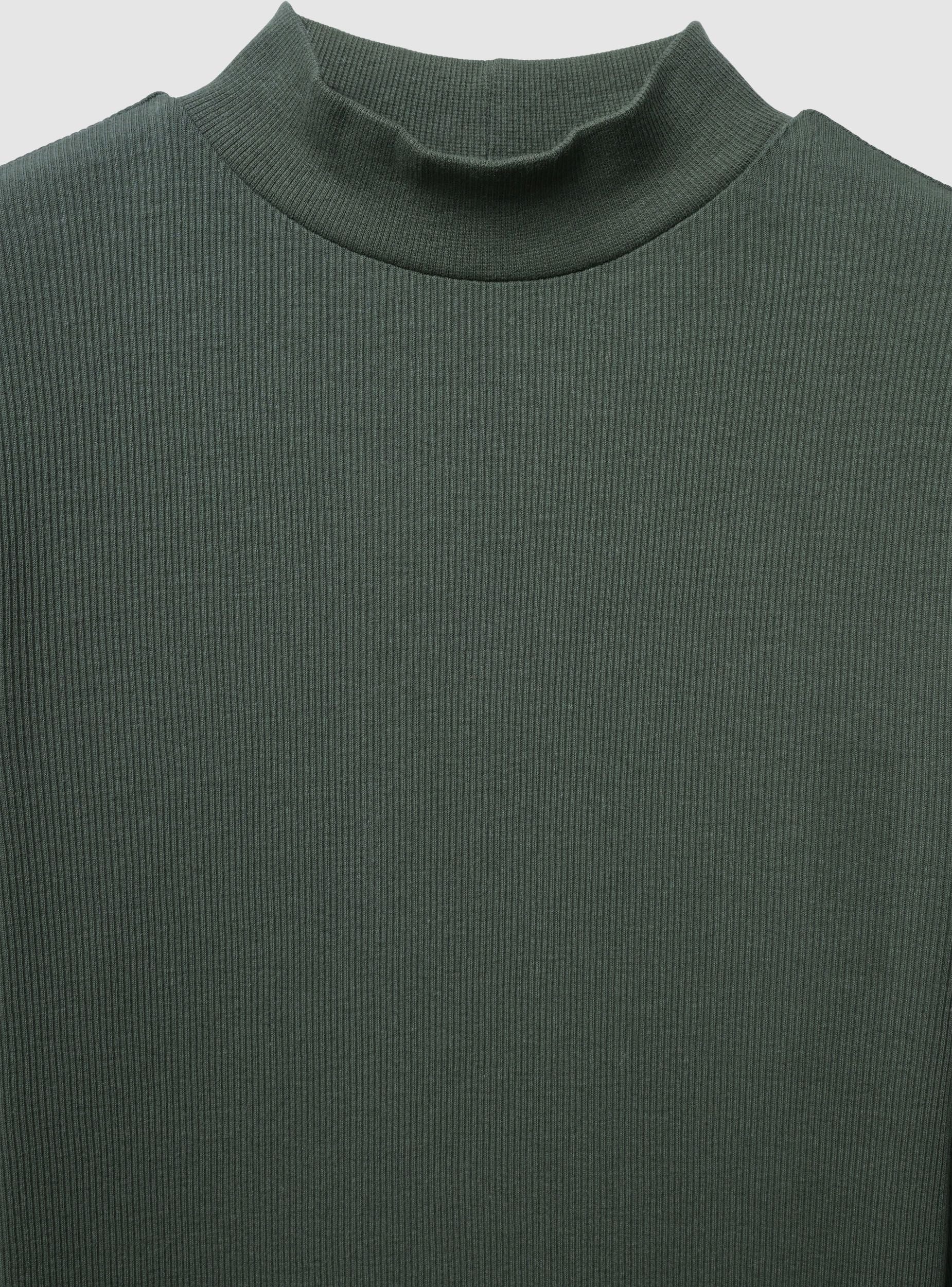 T-shirt maniche lunghe lupetto a costine - Image 6