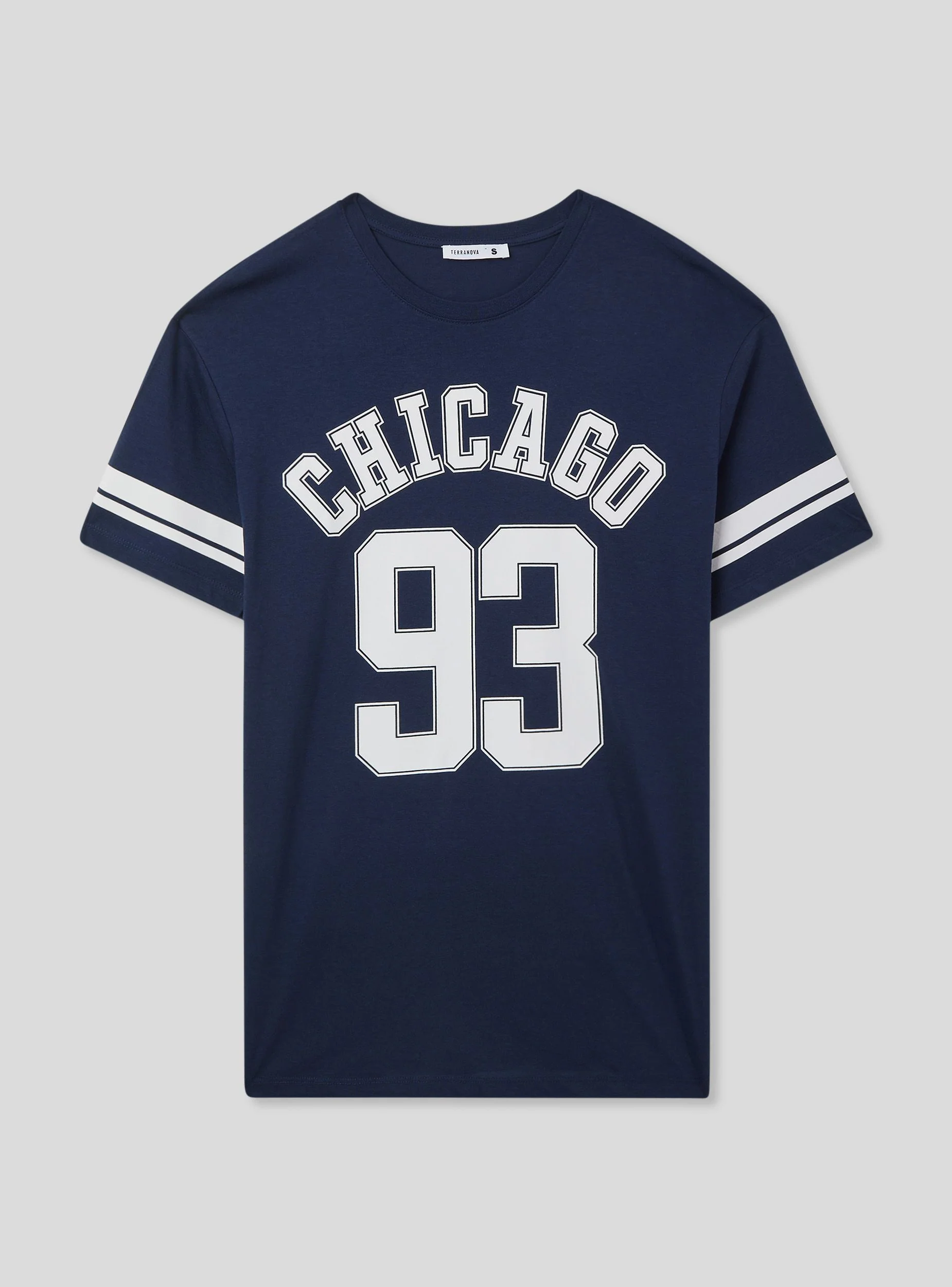 T-shirt maxi con stampa college e bande - Image 5