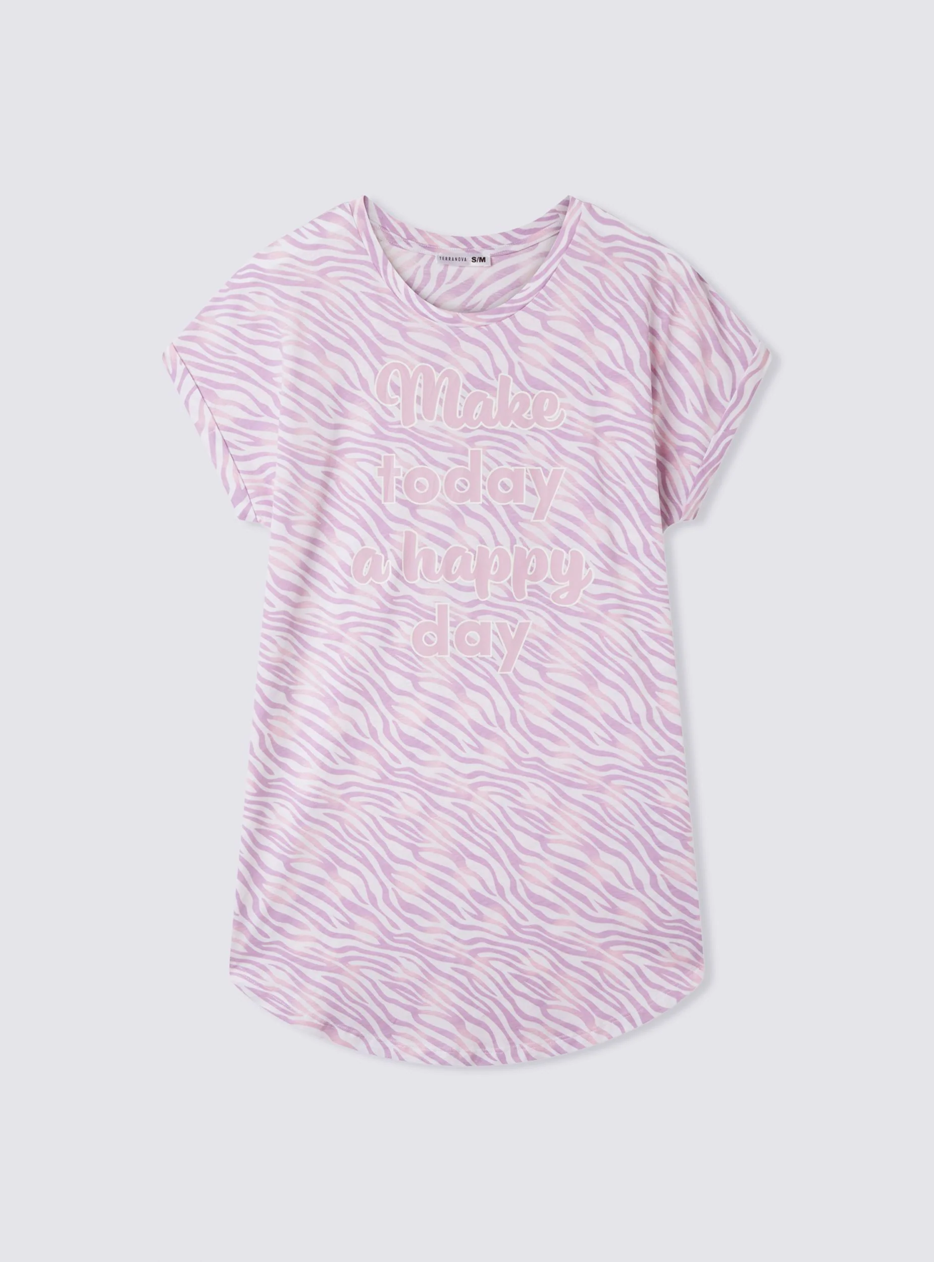 T-shirt maxi del pigiama a fantasia con scritta - Image 5