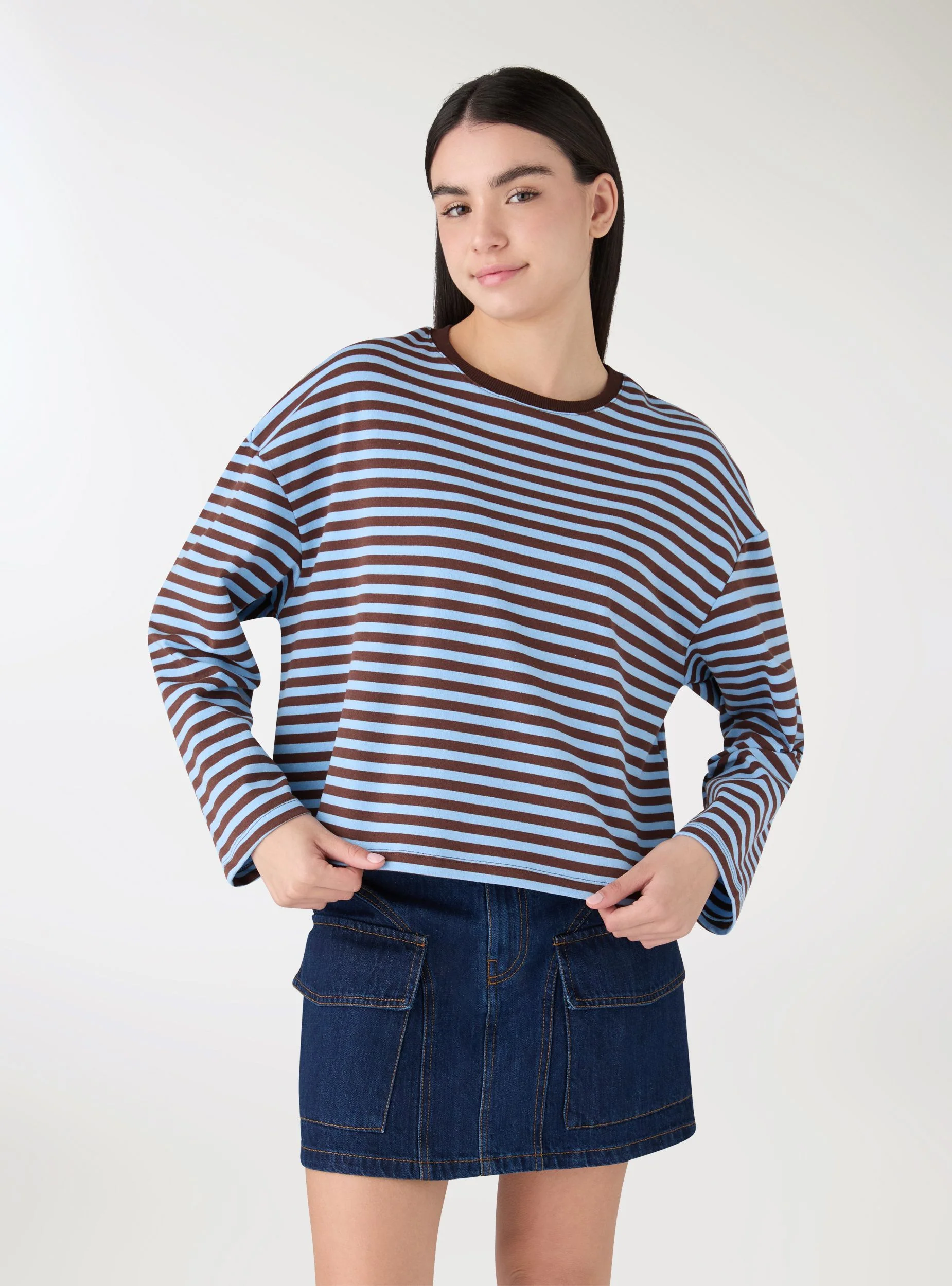 T-shirt over a righe manica lunga - Image 2