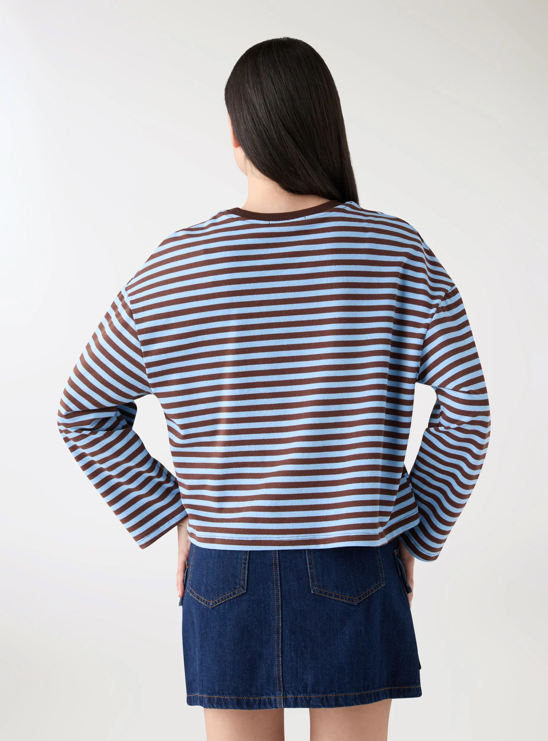T-shirt over a righe manica lunga - Image 3