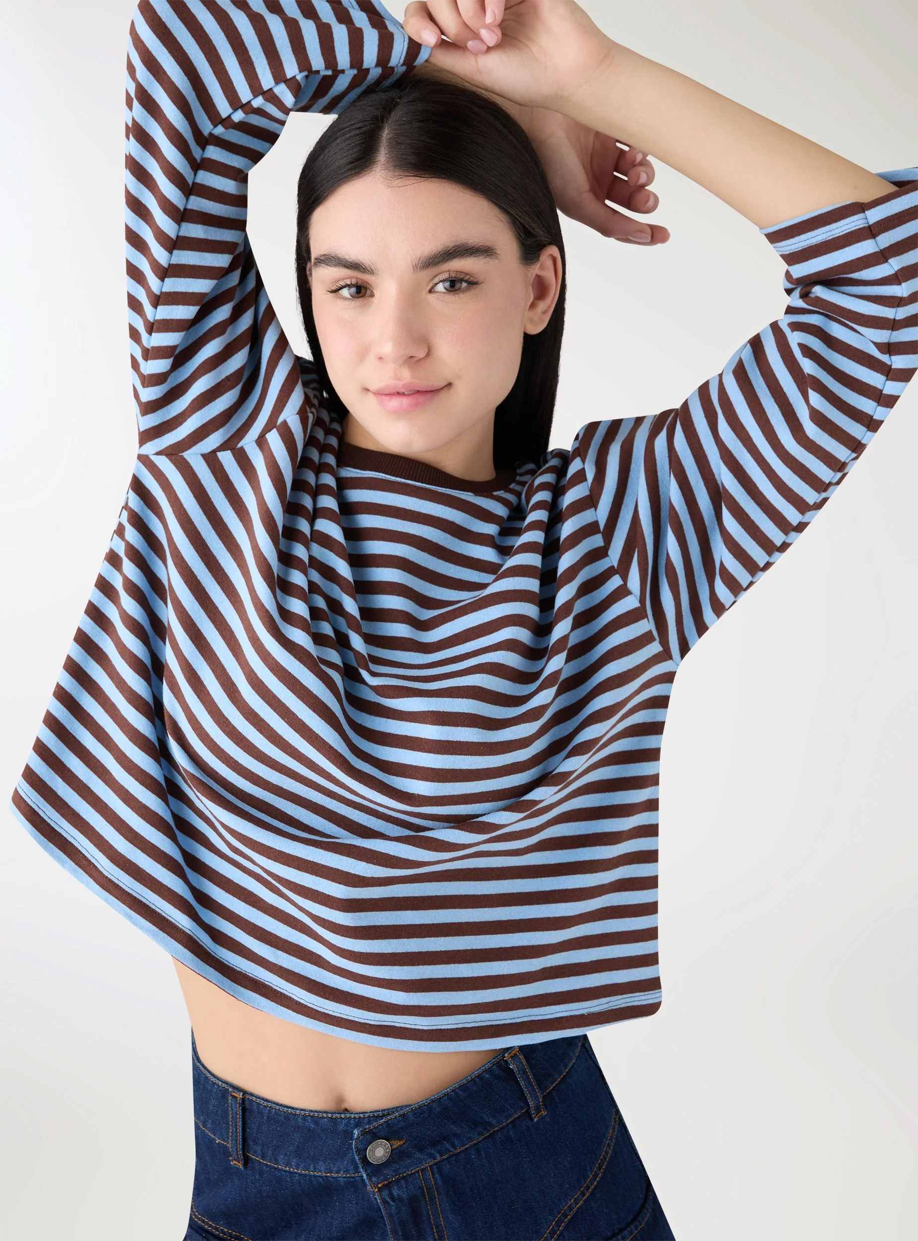 T-shirt over a righe manica lunga - Image 8