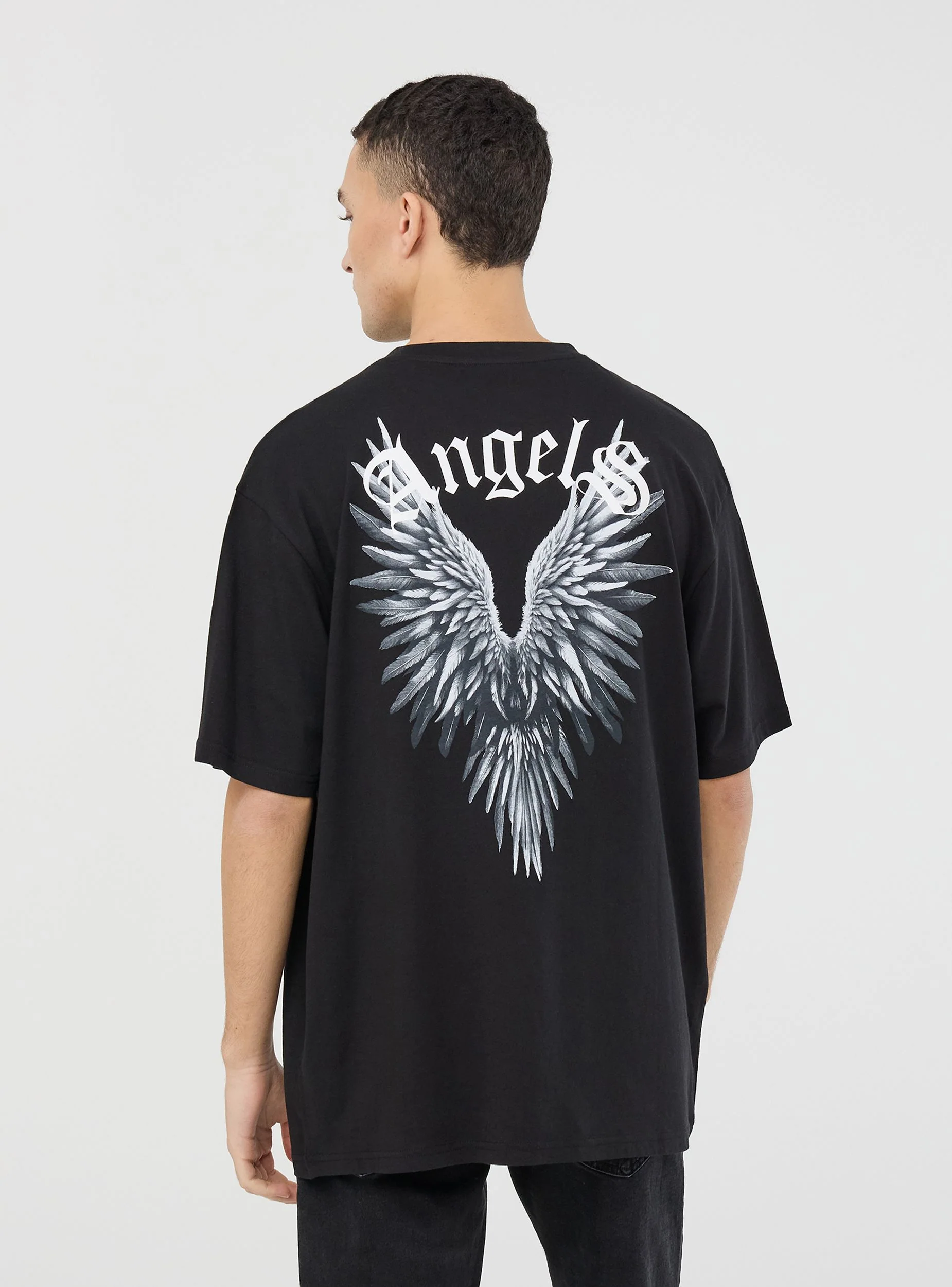 T-shirt over con stampa ali fronte/retro - Image 2