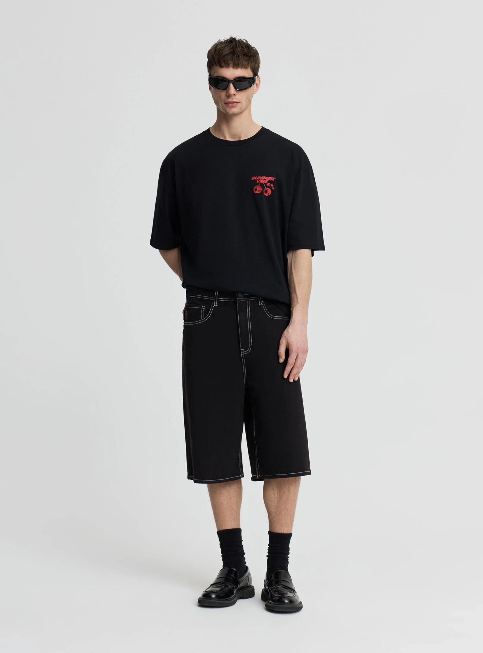 T-shirt over con stampa ciliegie