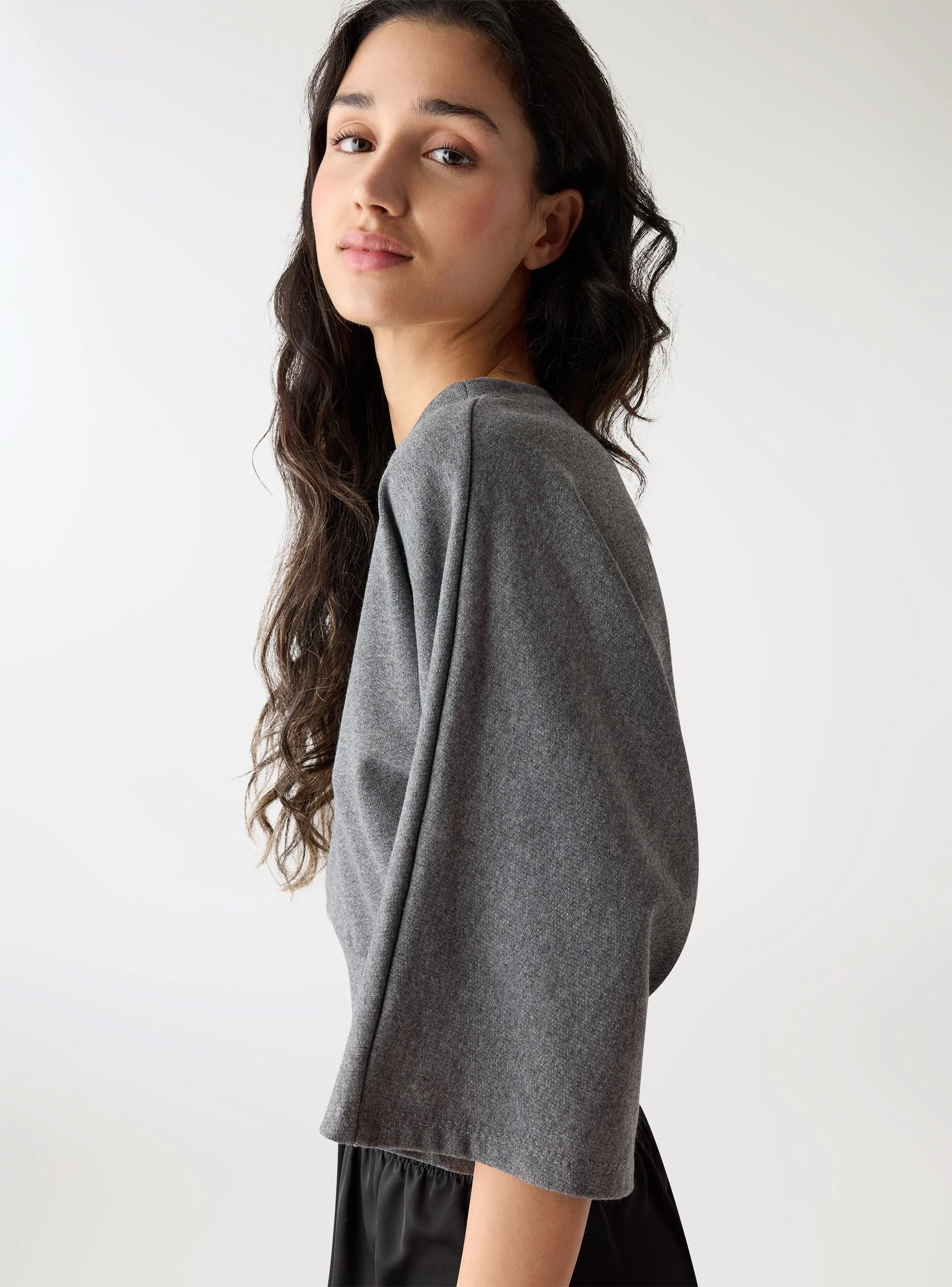 T-shirt over con vita arricciata effetto corsetto - Image 3