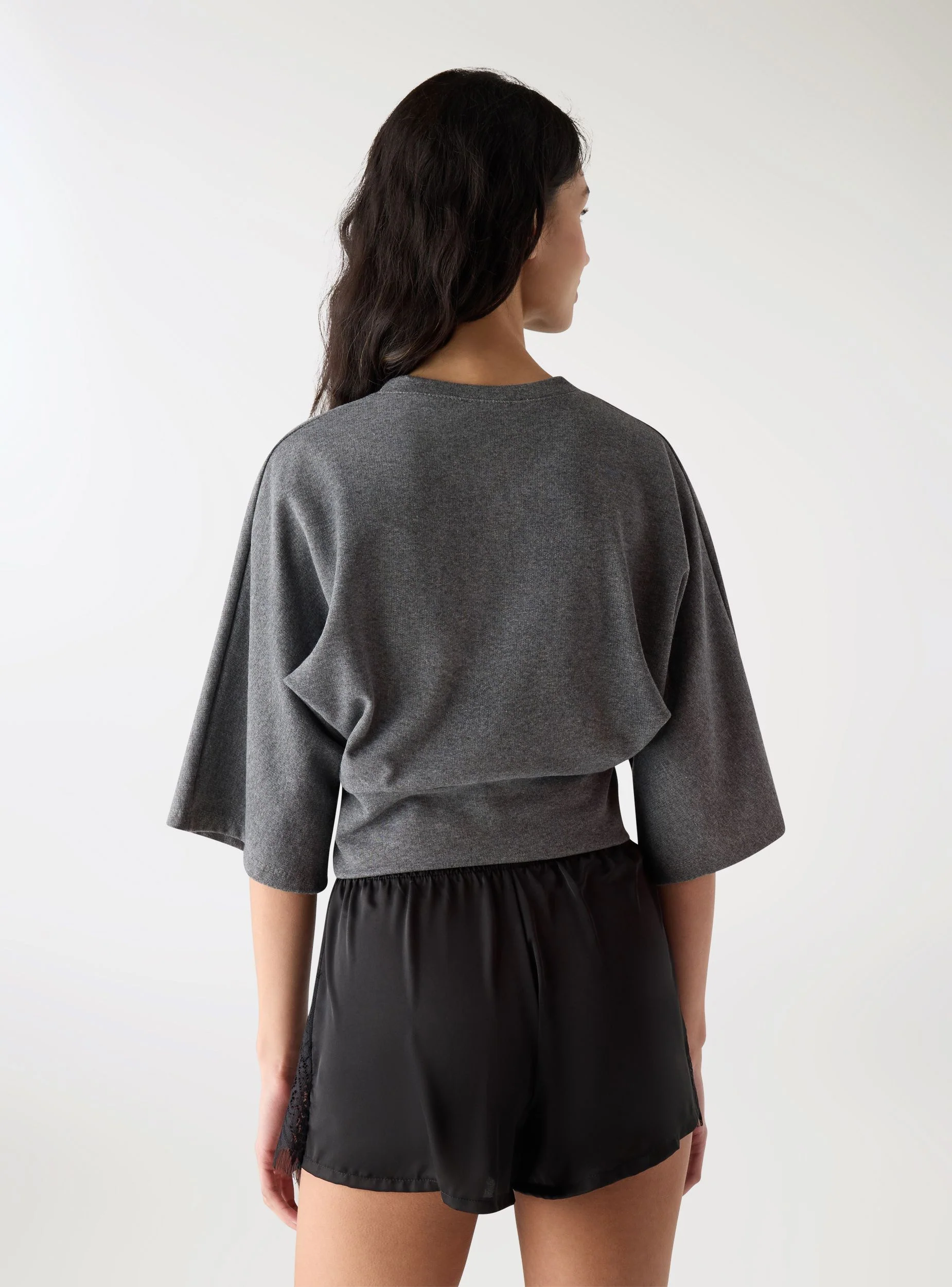 T-shirt over con vita arricciata effetto corsetto - Image 4