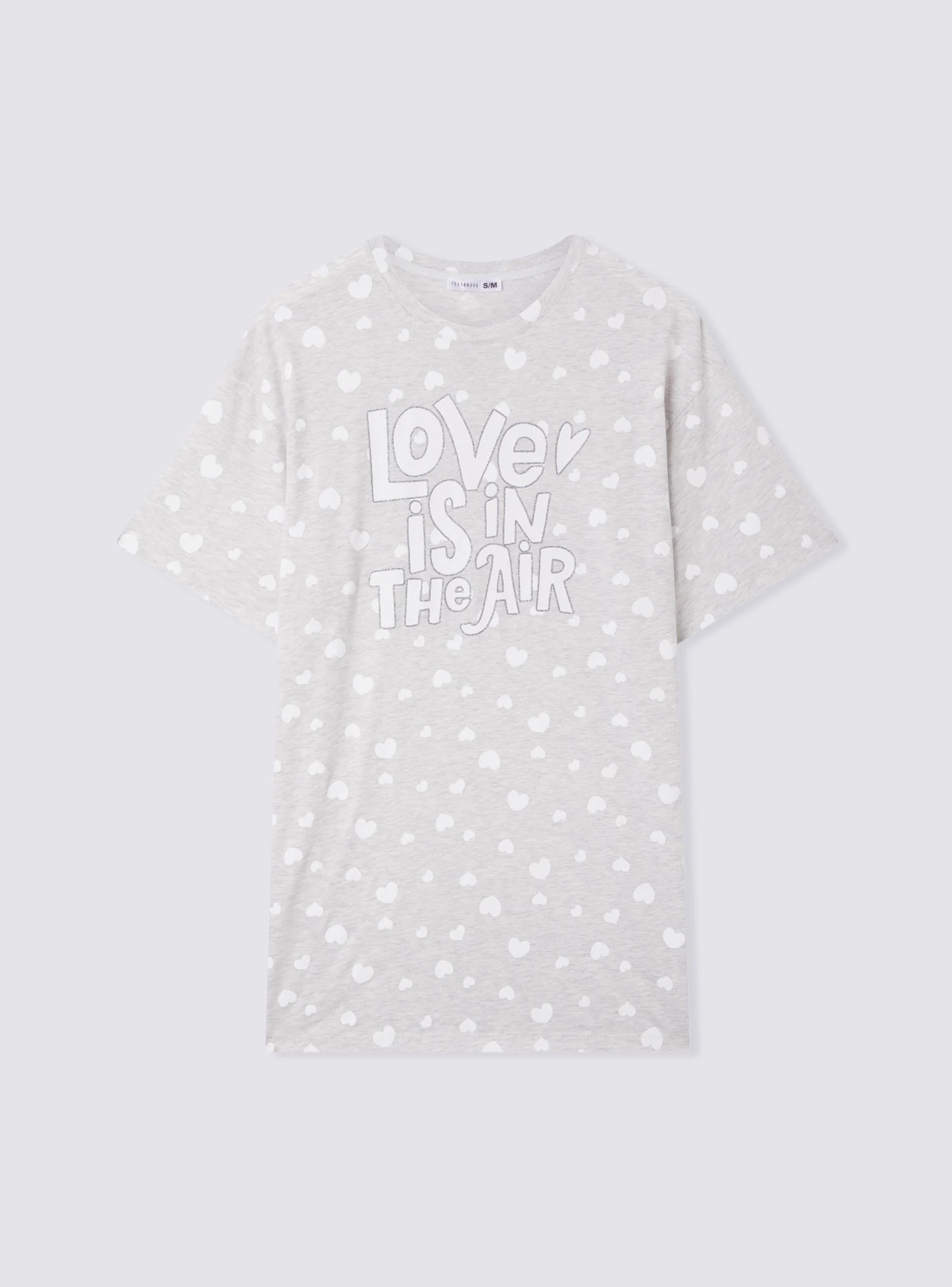 T-shirt over pigiama con cuori e scritta - Image 7