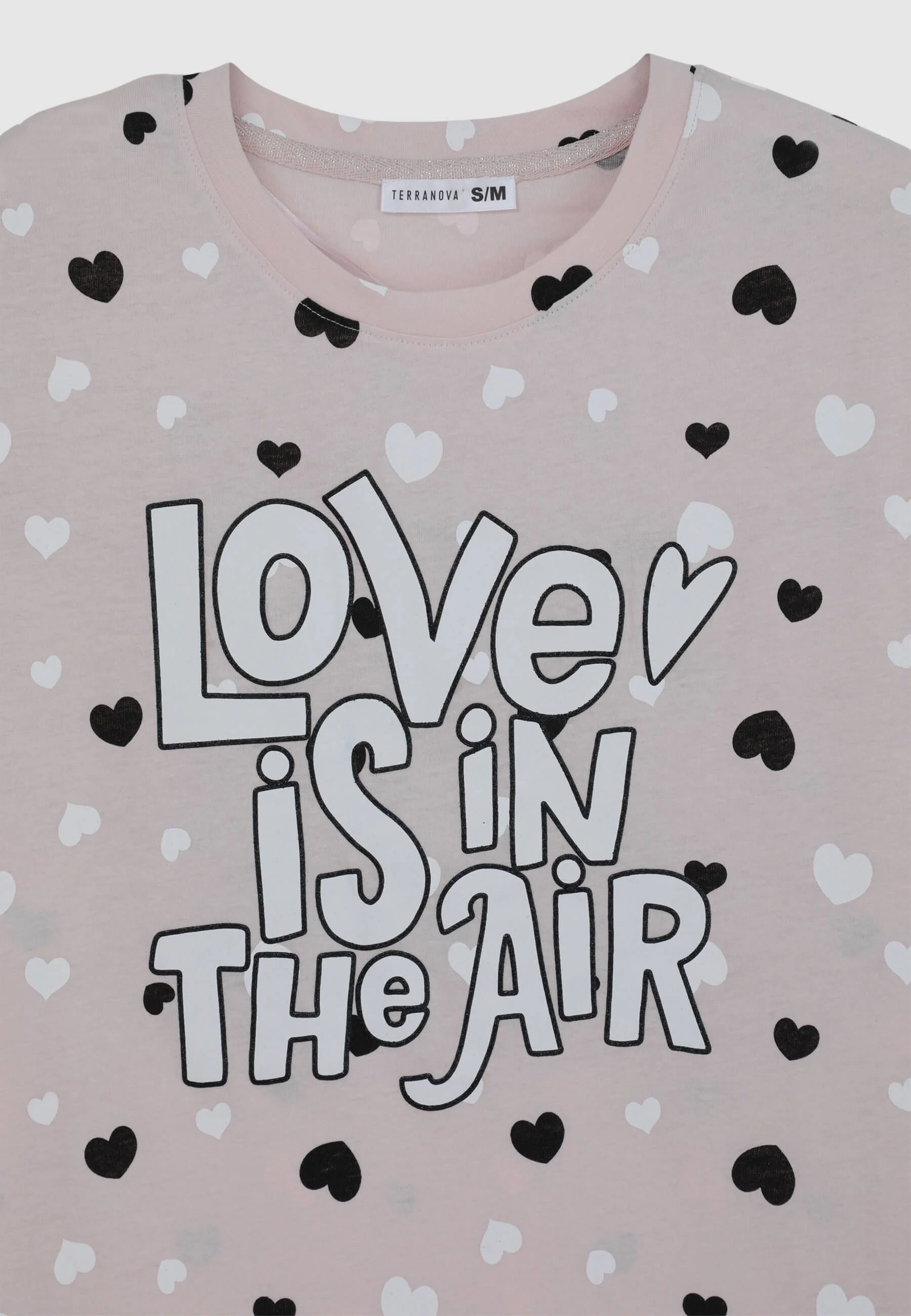 T-shirt over pigiama con cuori e scritta - Image 6