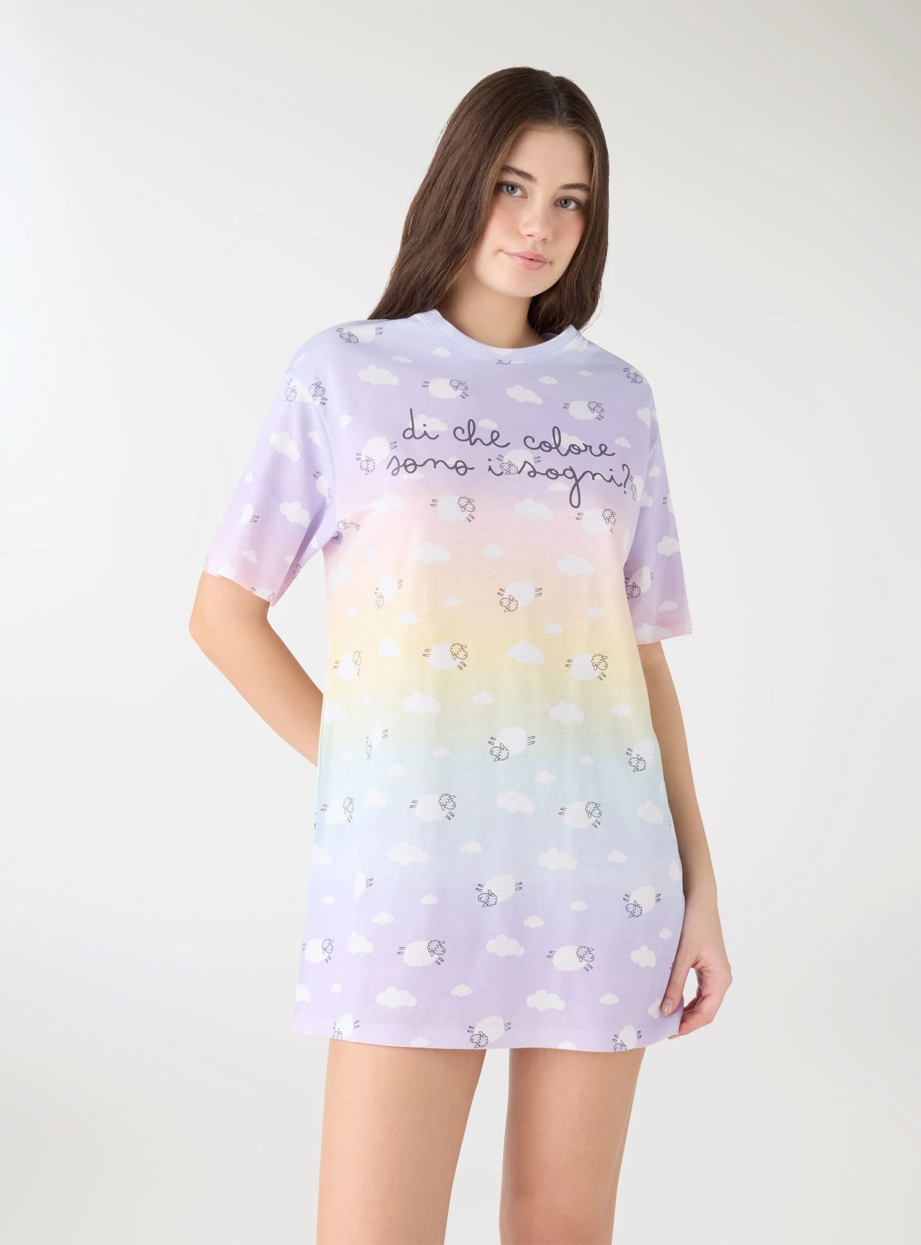 T-shirt over Pigiama con stampe e scritta - Image 2