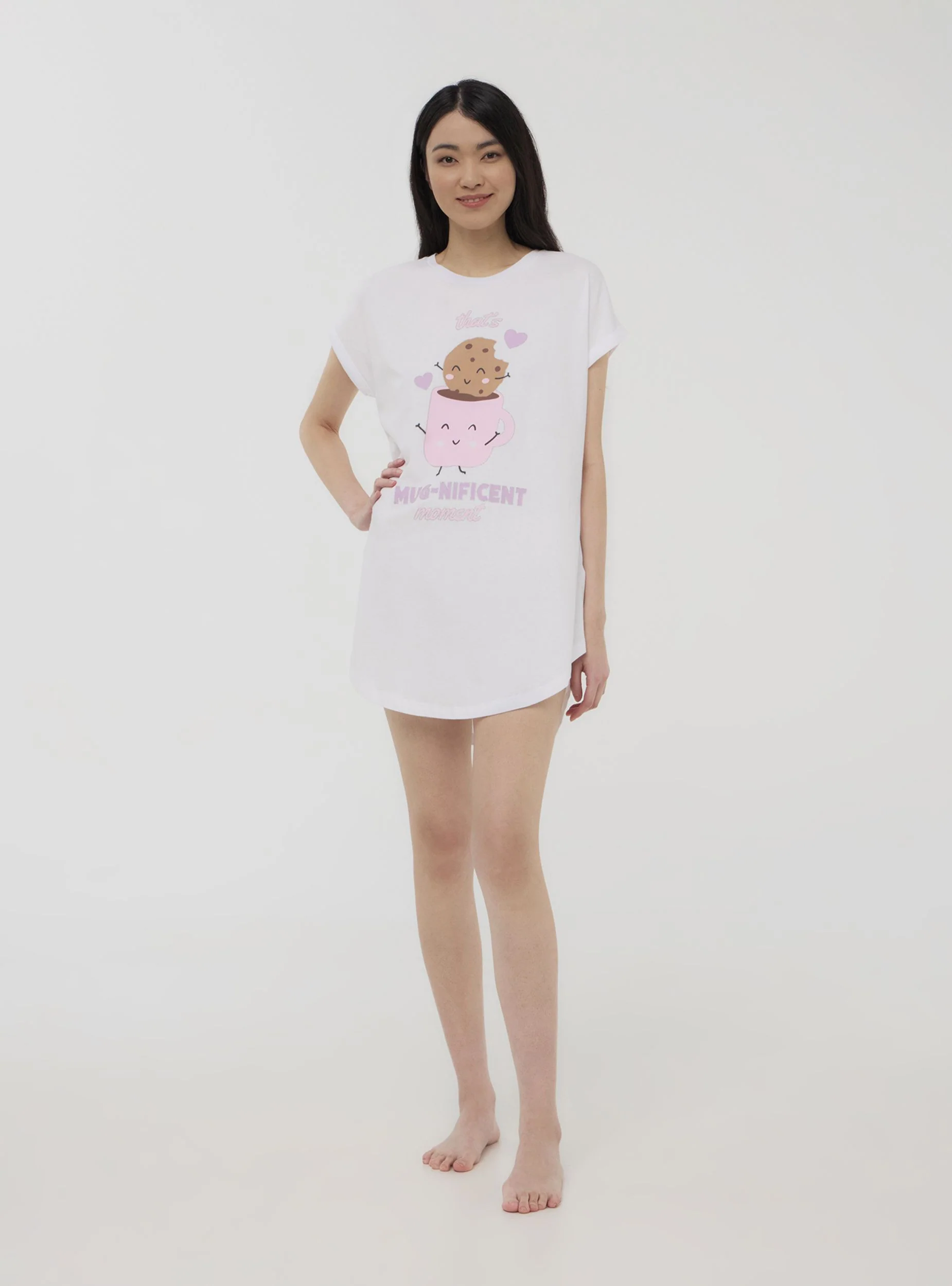 T-shirt pigiama maxi stampa colazione