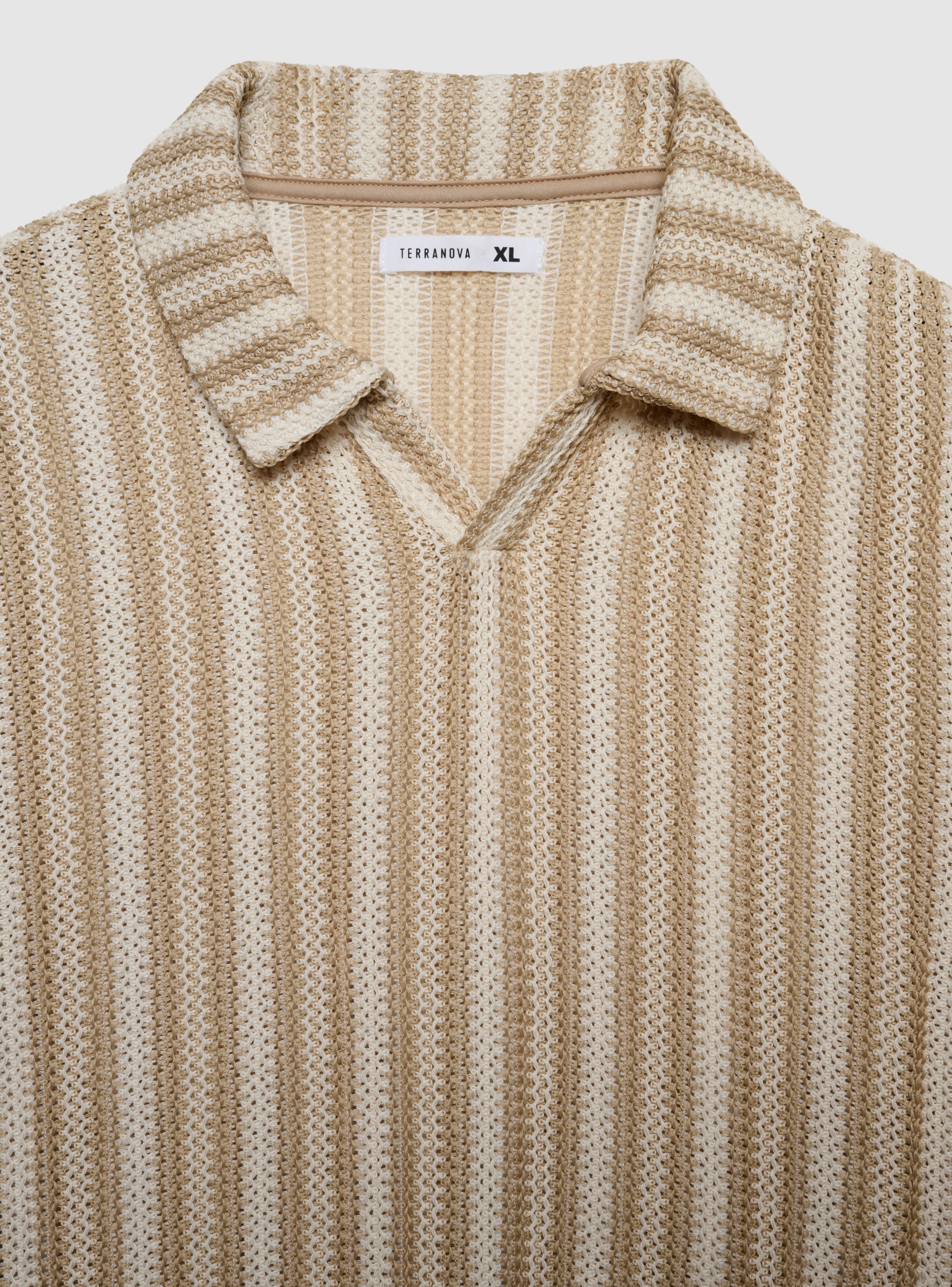T-shirt polo a righe effetto crochet - Image 7