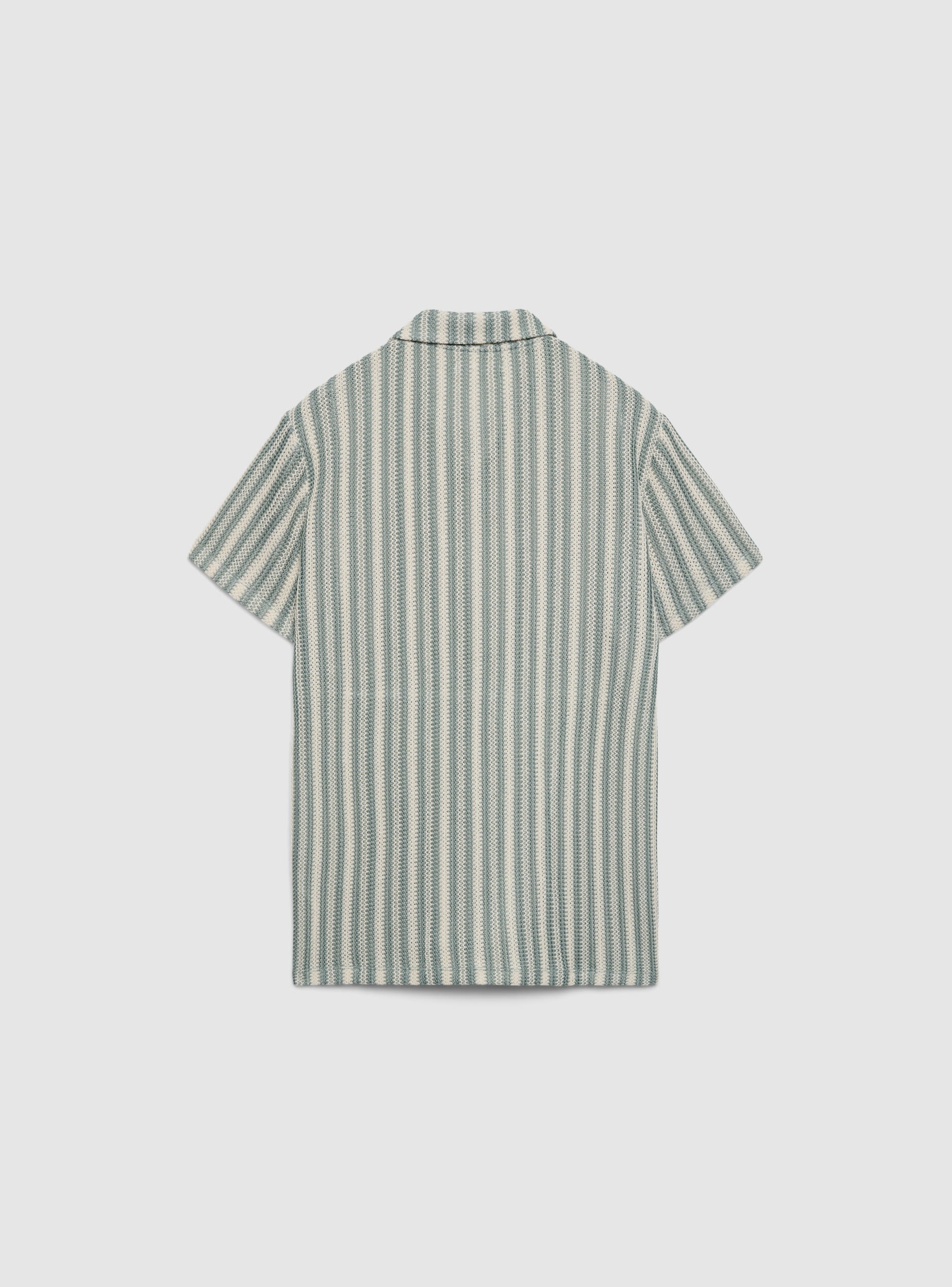 T-shirt polo a righe effetto crochet - Image 5