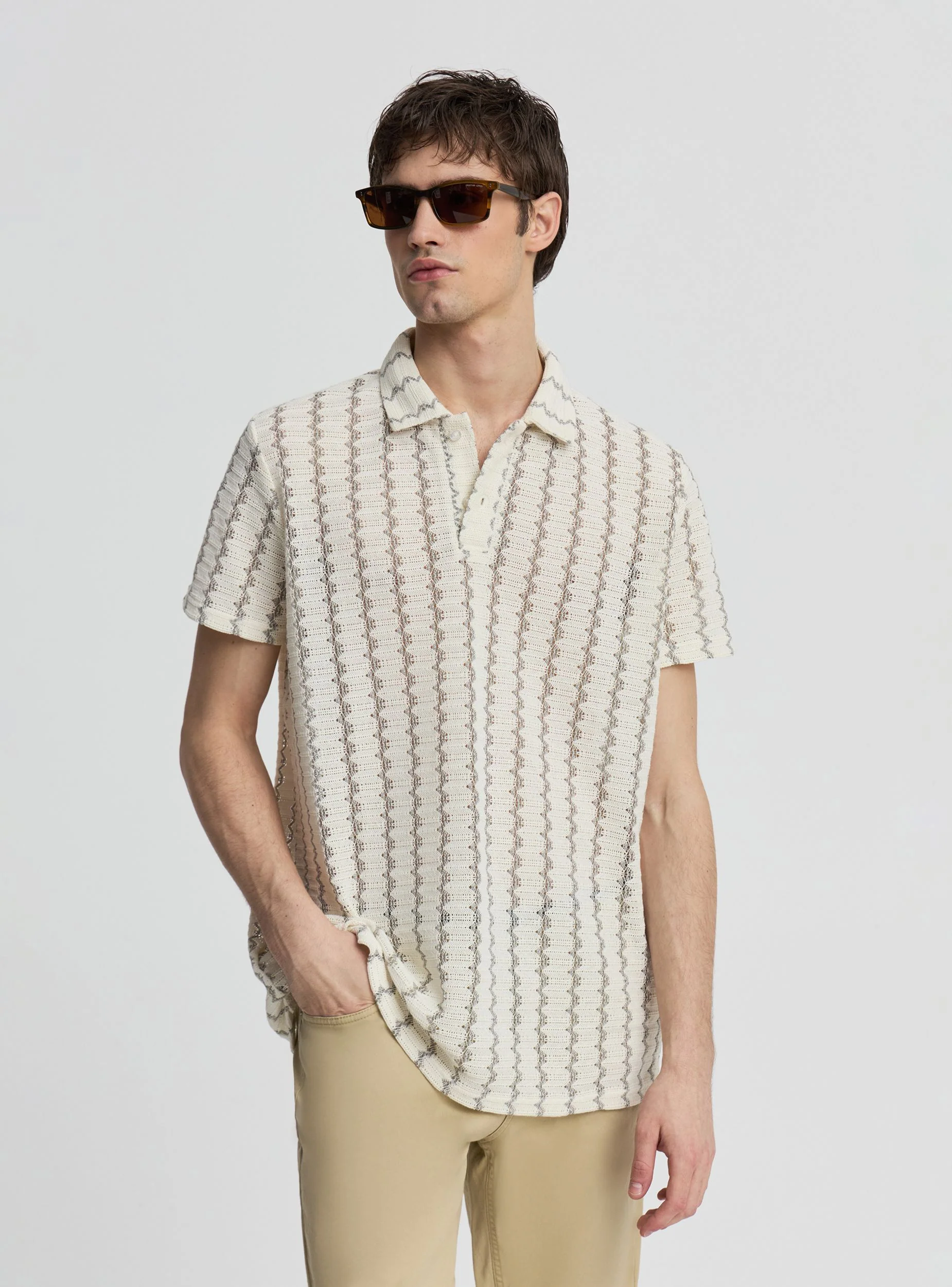 T-shirt polo a righe zig zag - Image 2