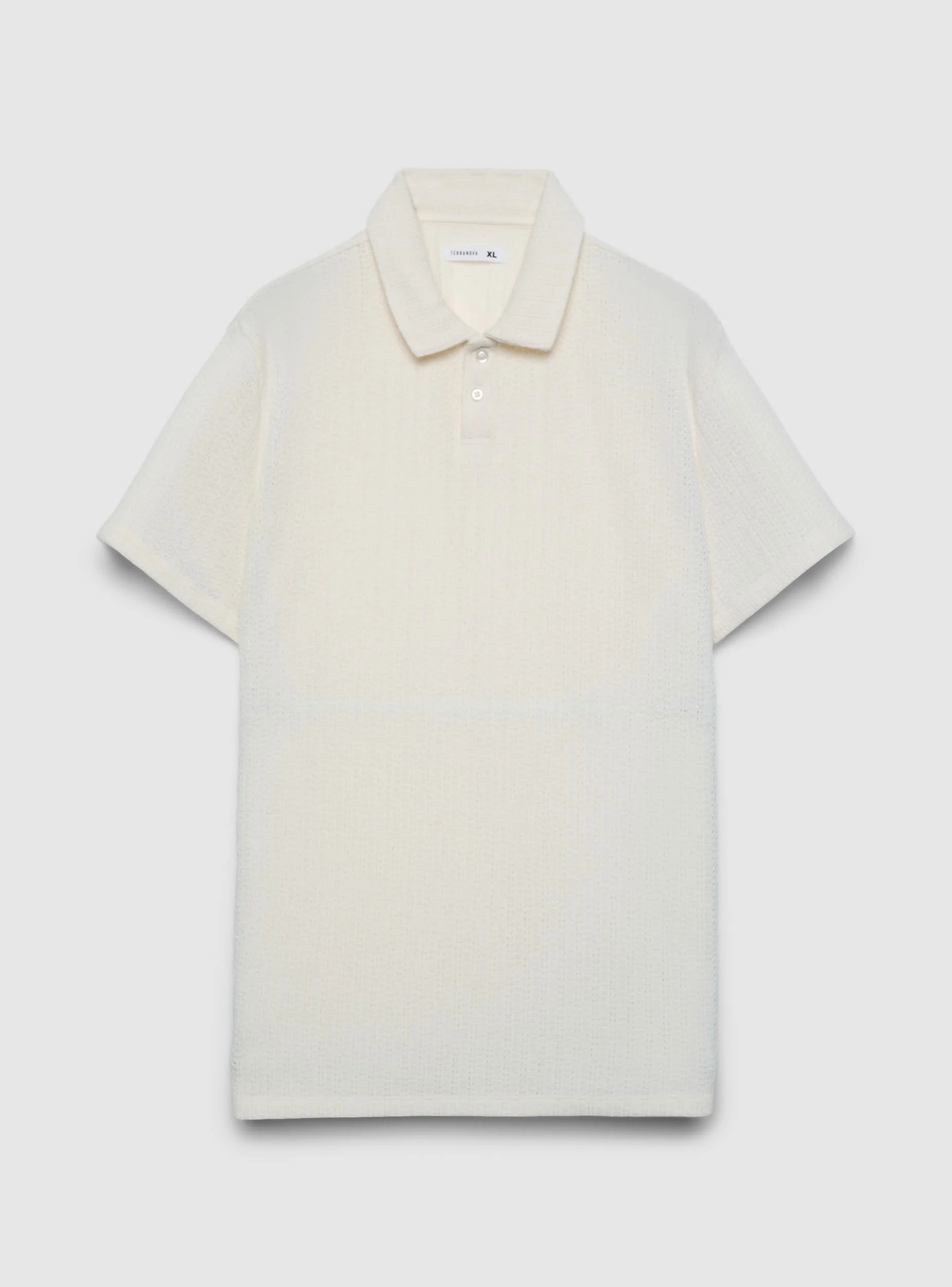 T-shirt polo a tinta unita effetto crochet - Image 6