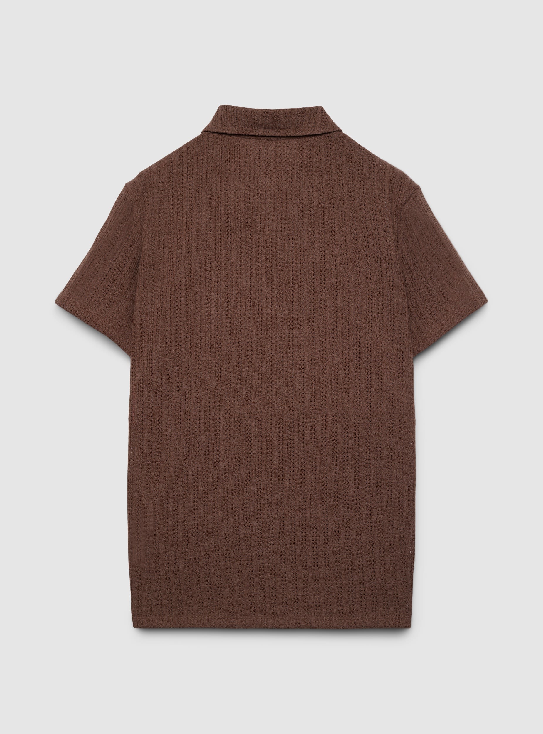 T-shirt polo a tinta unita effetto crochet - Image 6