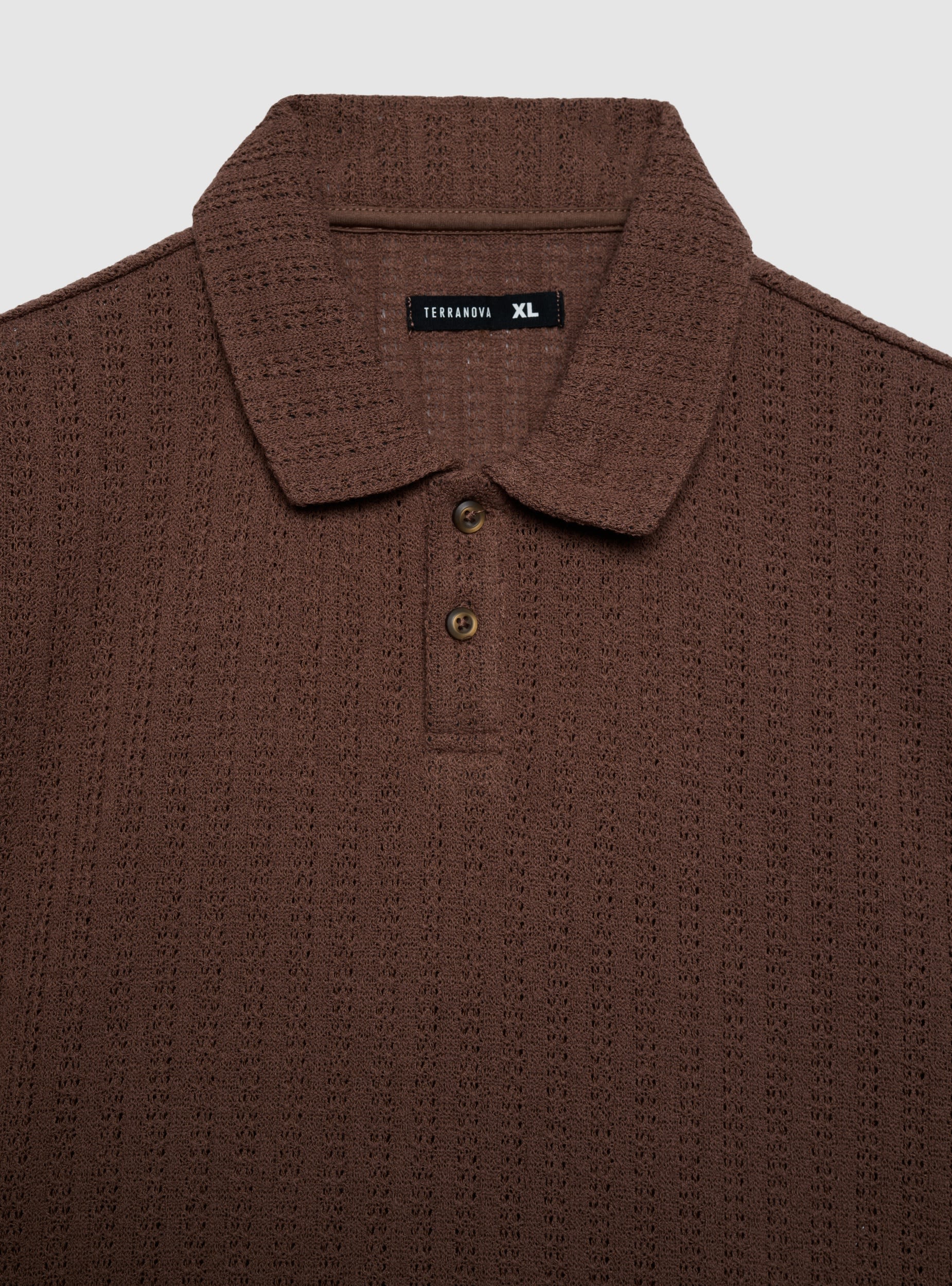 T-shirt polo a tinta unita effetto crochet - Image 7