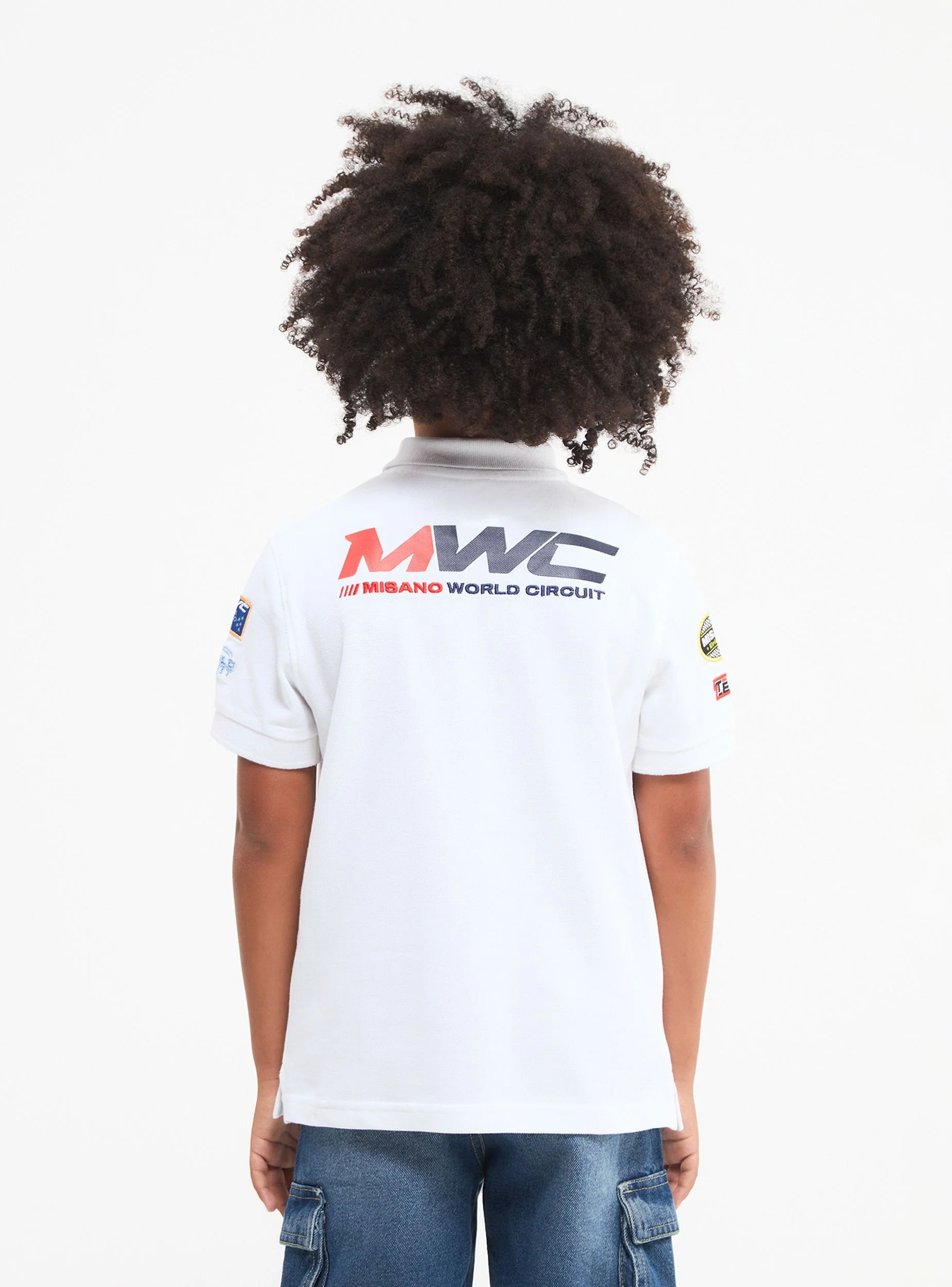 T-shirt polo con scritte e patch MWC - Image 2