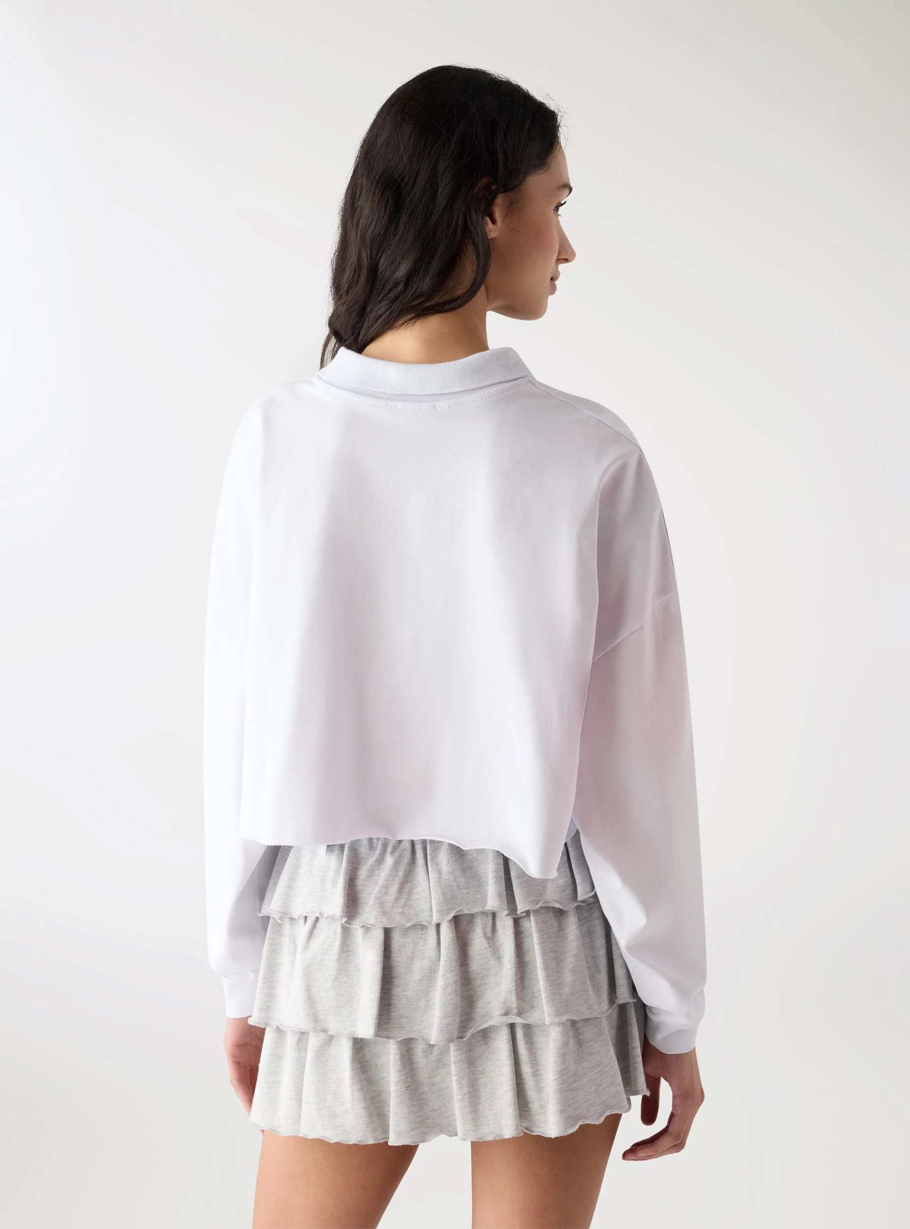 T-shirt polo crop boxy con ricamo - Image 4