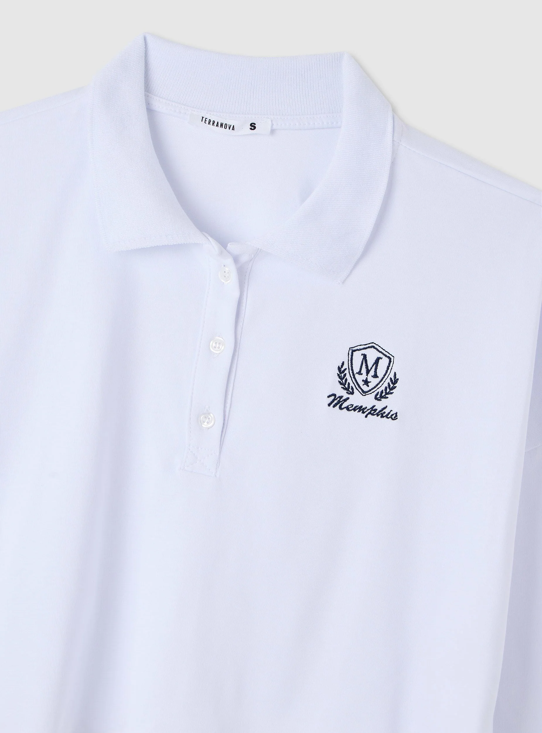 T-shirt polo crop boxy con ricamo - Image 7