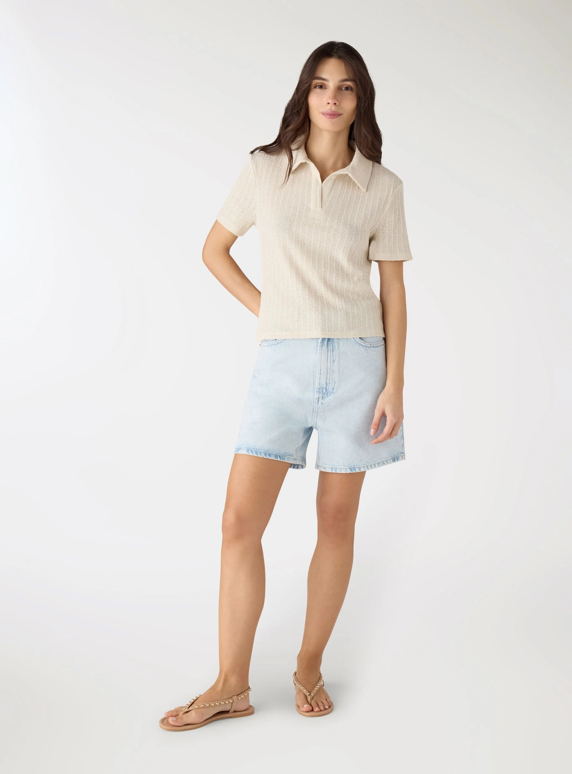 T-shirt polo effetto crochet - Image 3