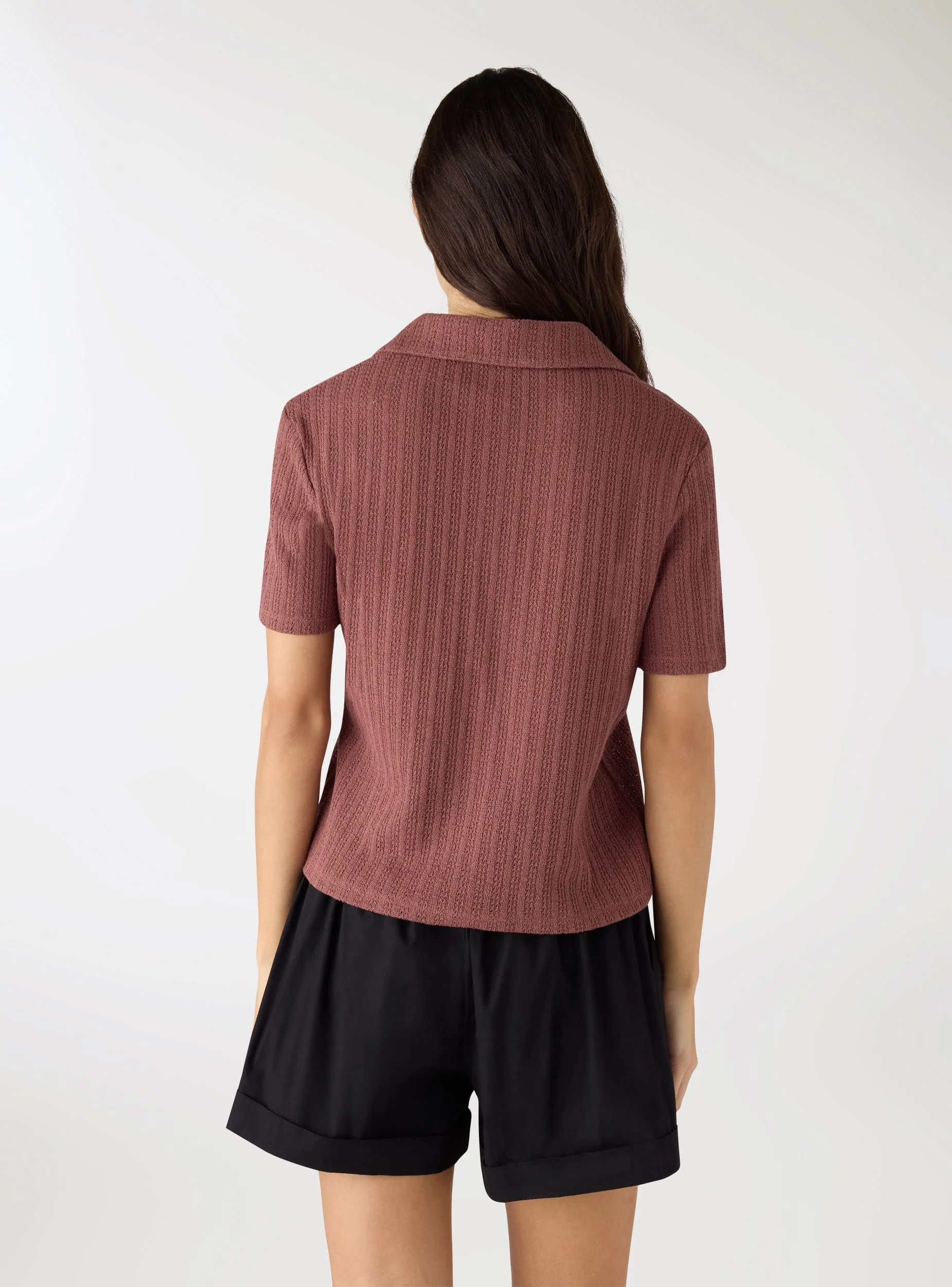 T-shirt polo effetto crochet - Image 3