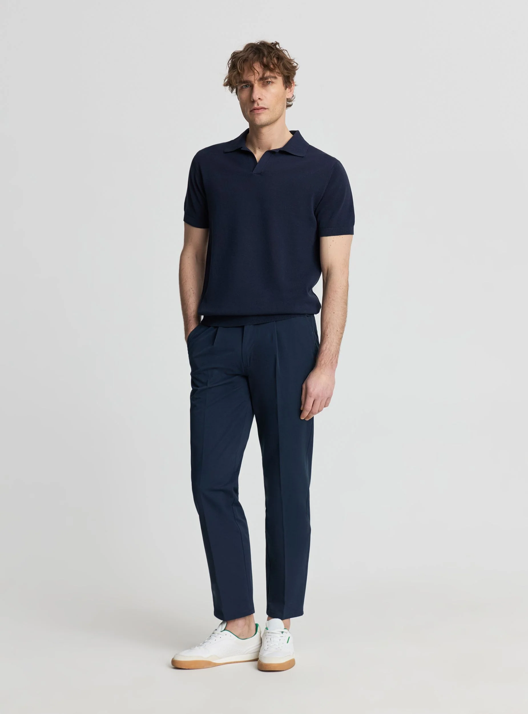 T-shirt polo in maglia tinta unita