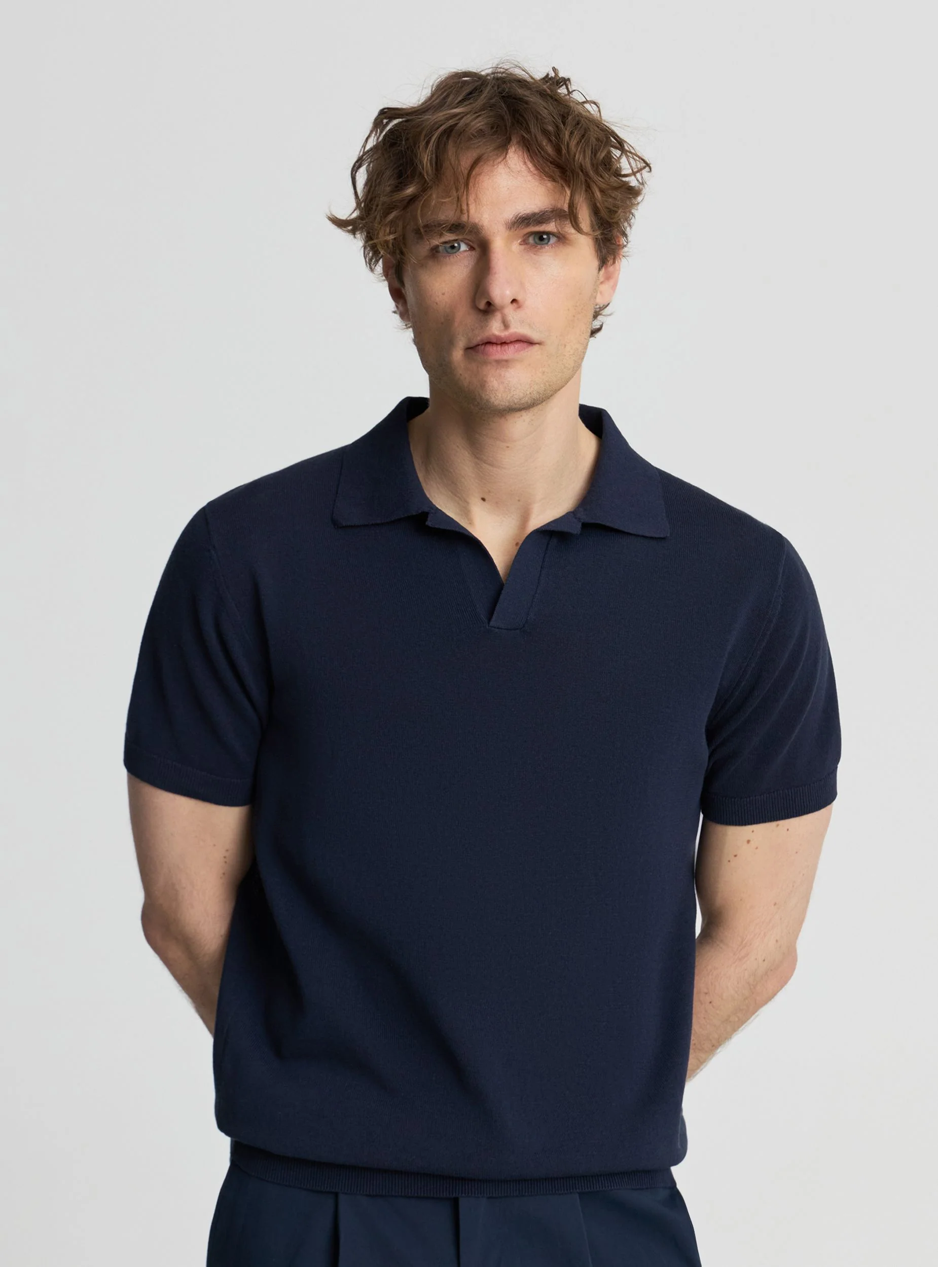 T-shirt polo in maglia tinta unita - Image 2