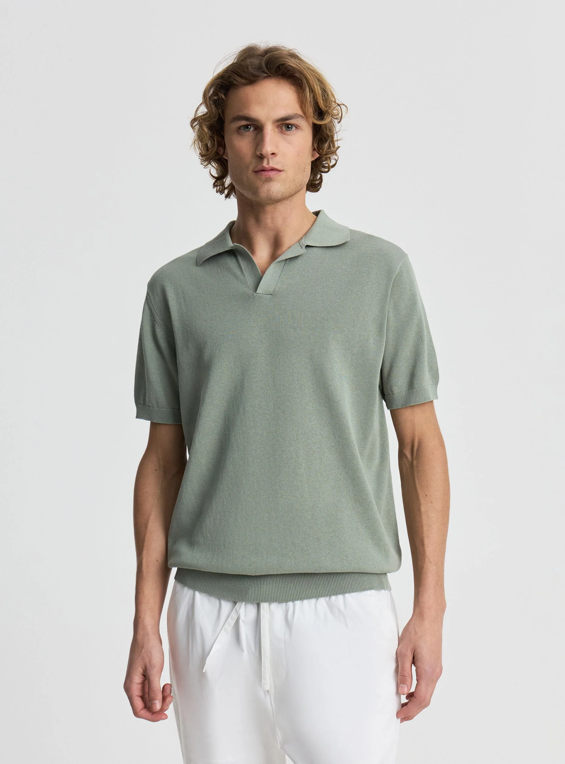 T-shirt polo in maglia tinta unita - Image 2