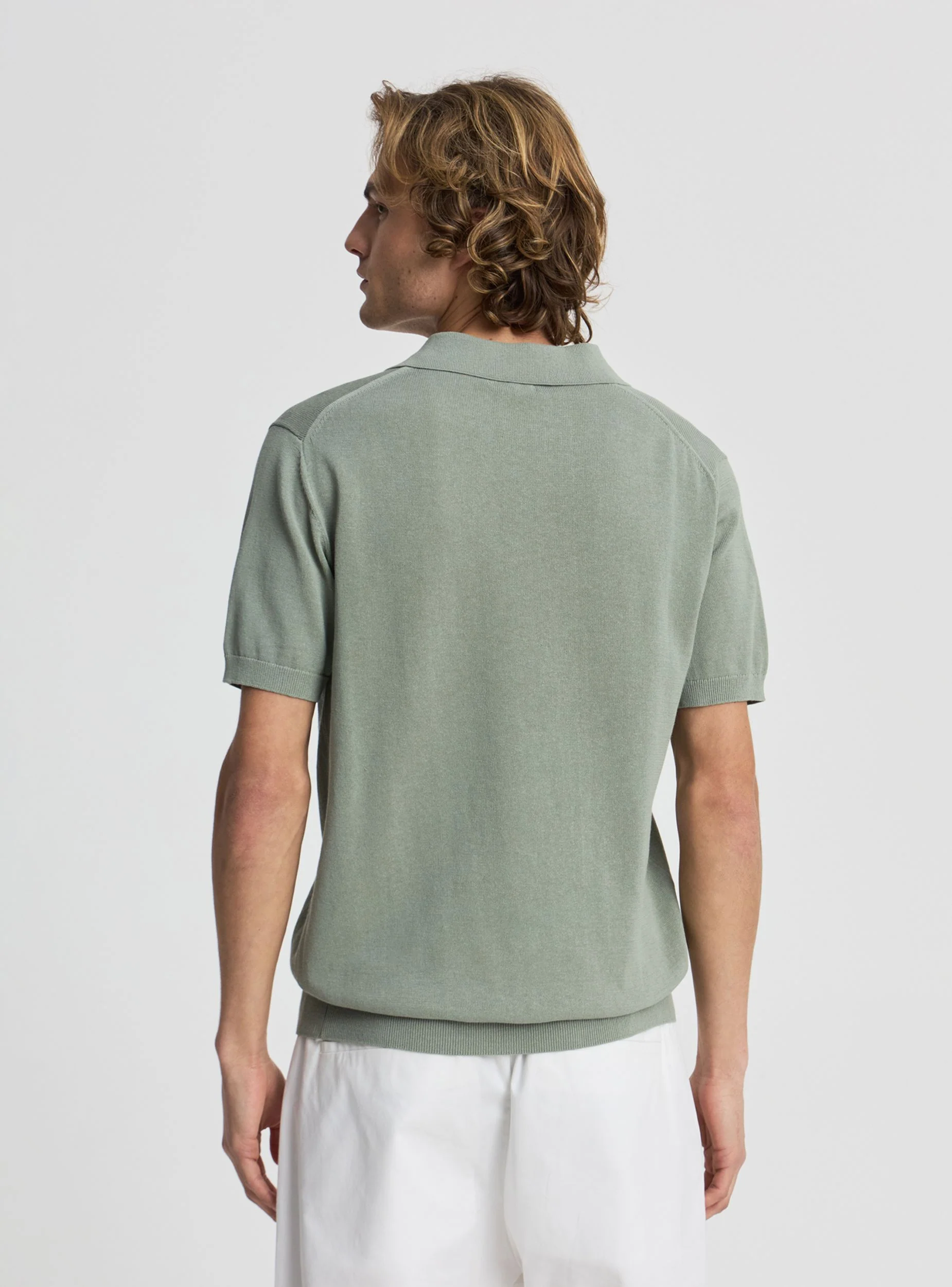 T-shirt polo in maglia tinta unita - Image 3