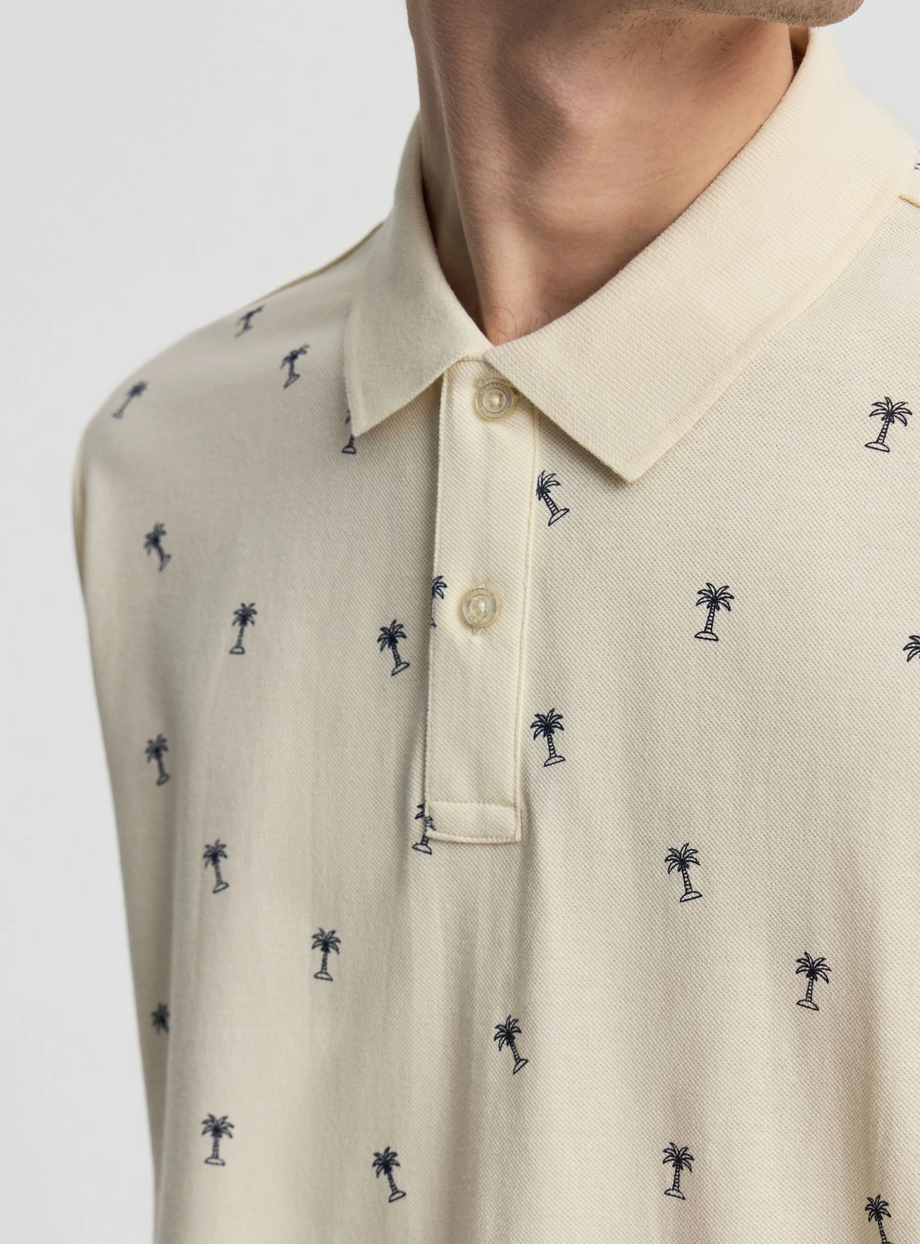 T-shirt polo piqué con microstampa palme - Image 4