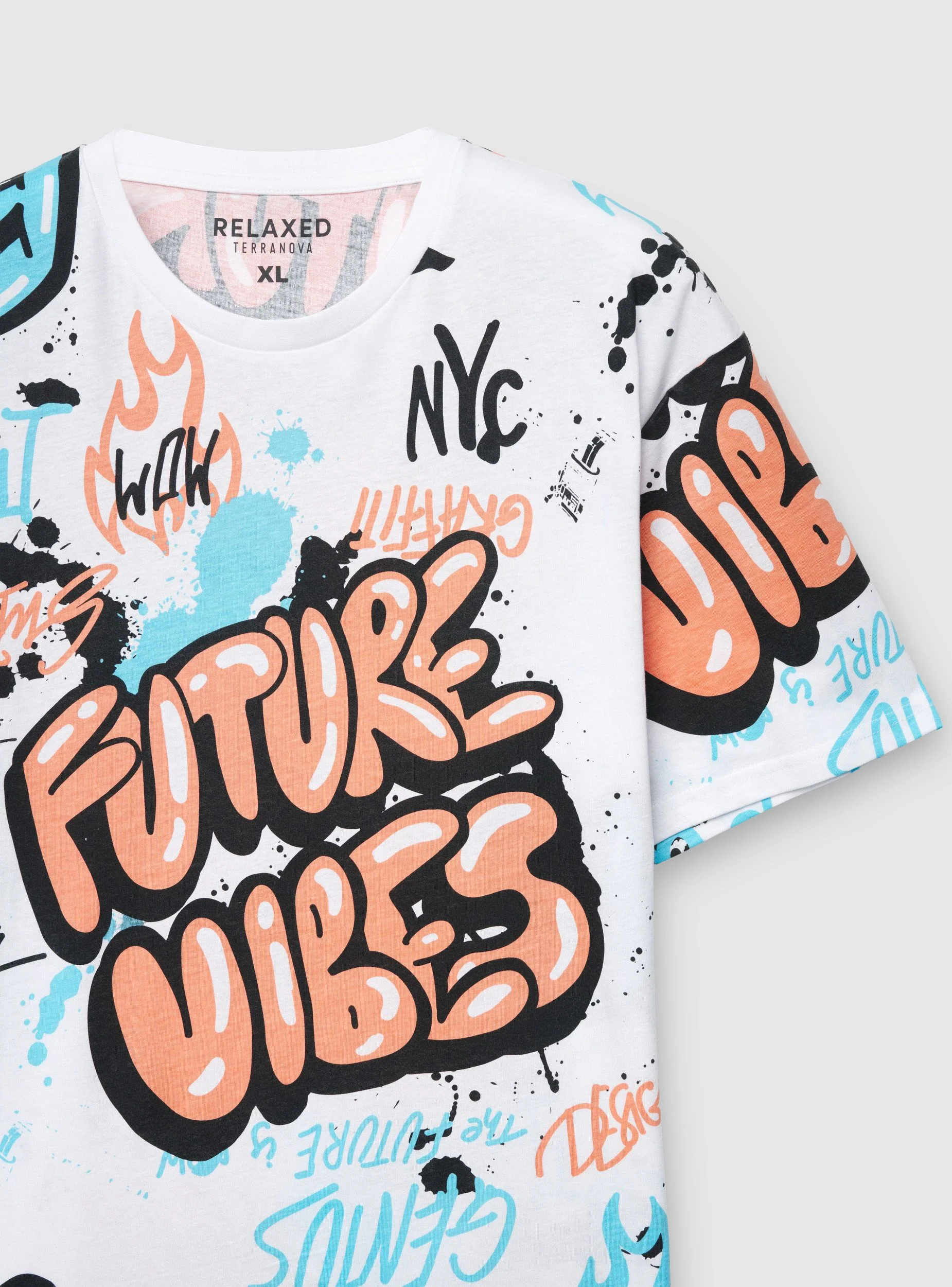 T-shirt relaxed con stampa graffiti allover - Image 5