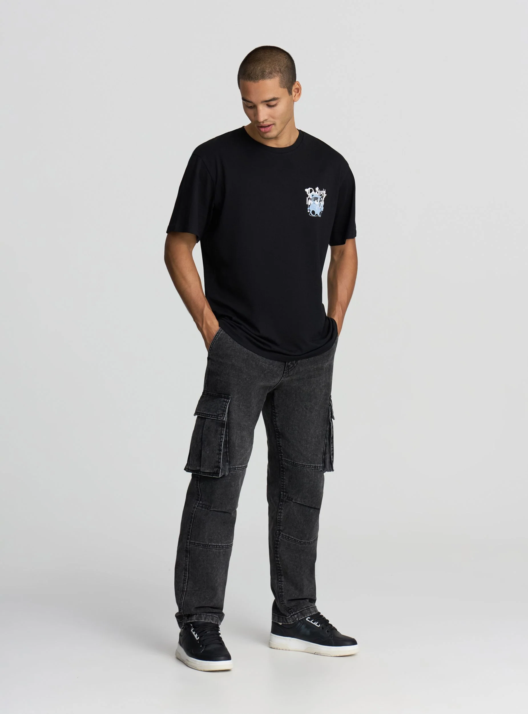 T-shirt relaxed con stampa orsetto fronte/retro