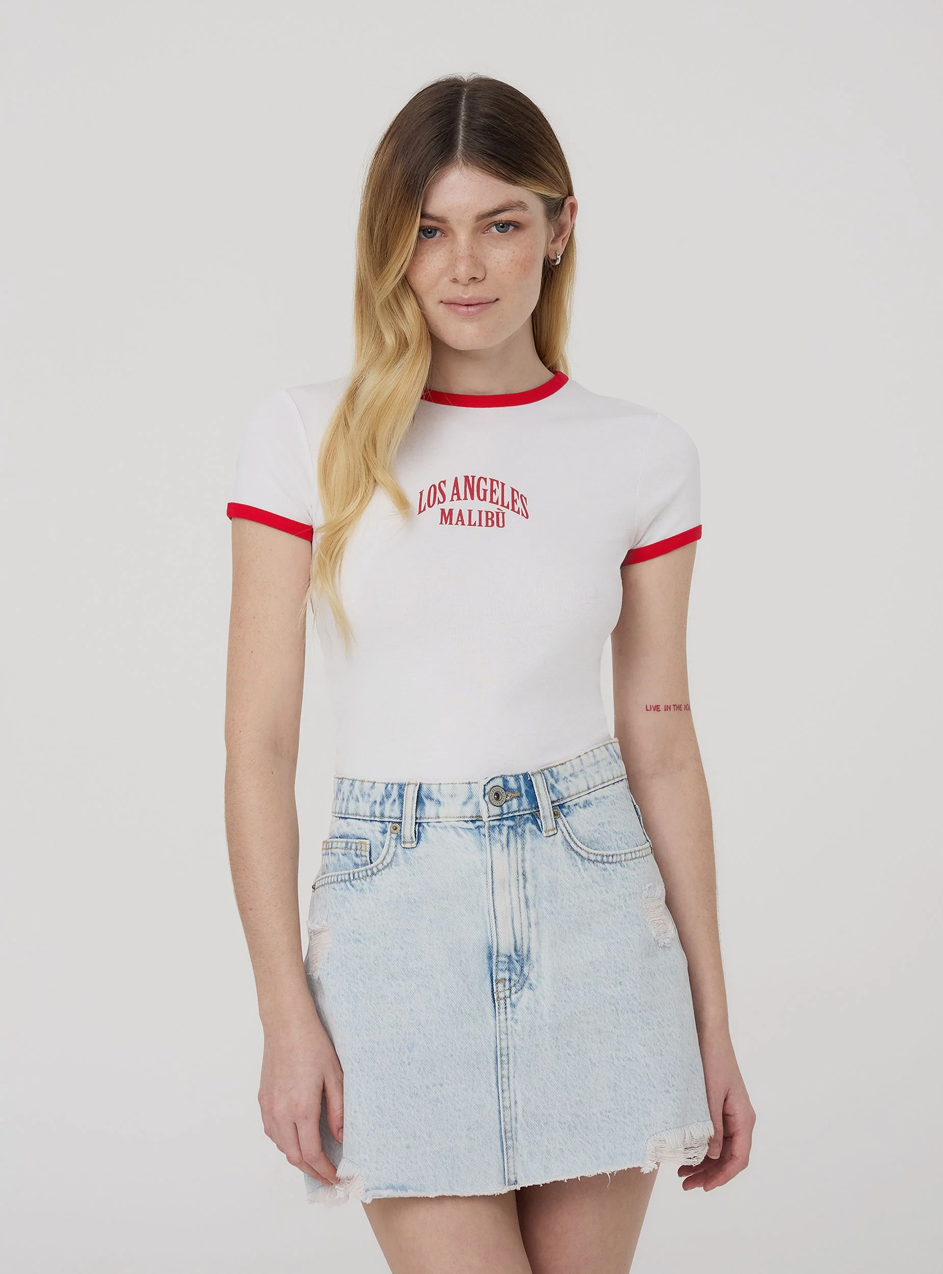 T-shirt ringer tee con stampa college - Image 2