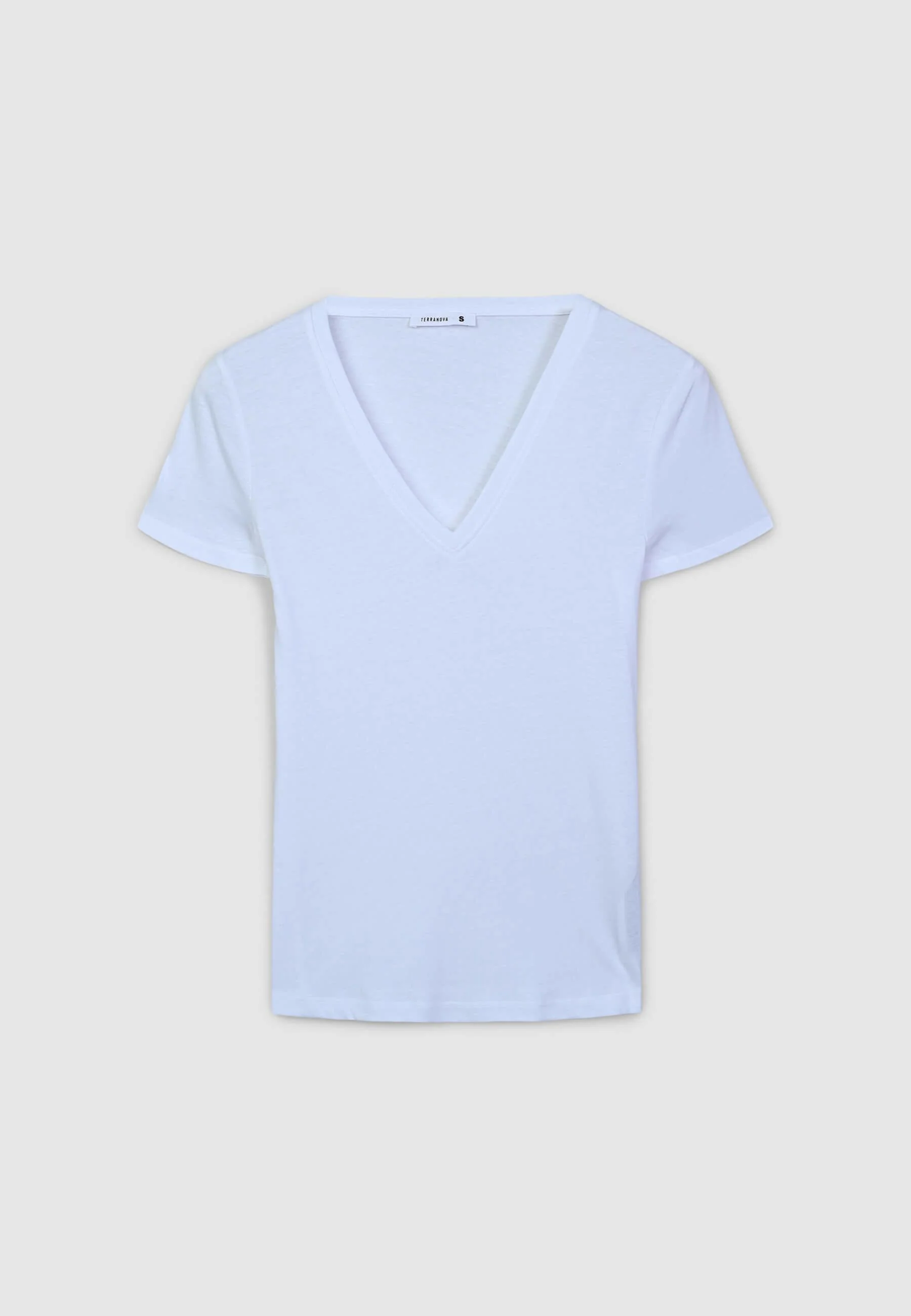 T-shirt scollo a v tinta unita - Image 5