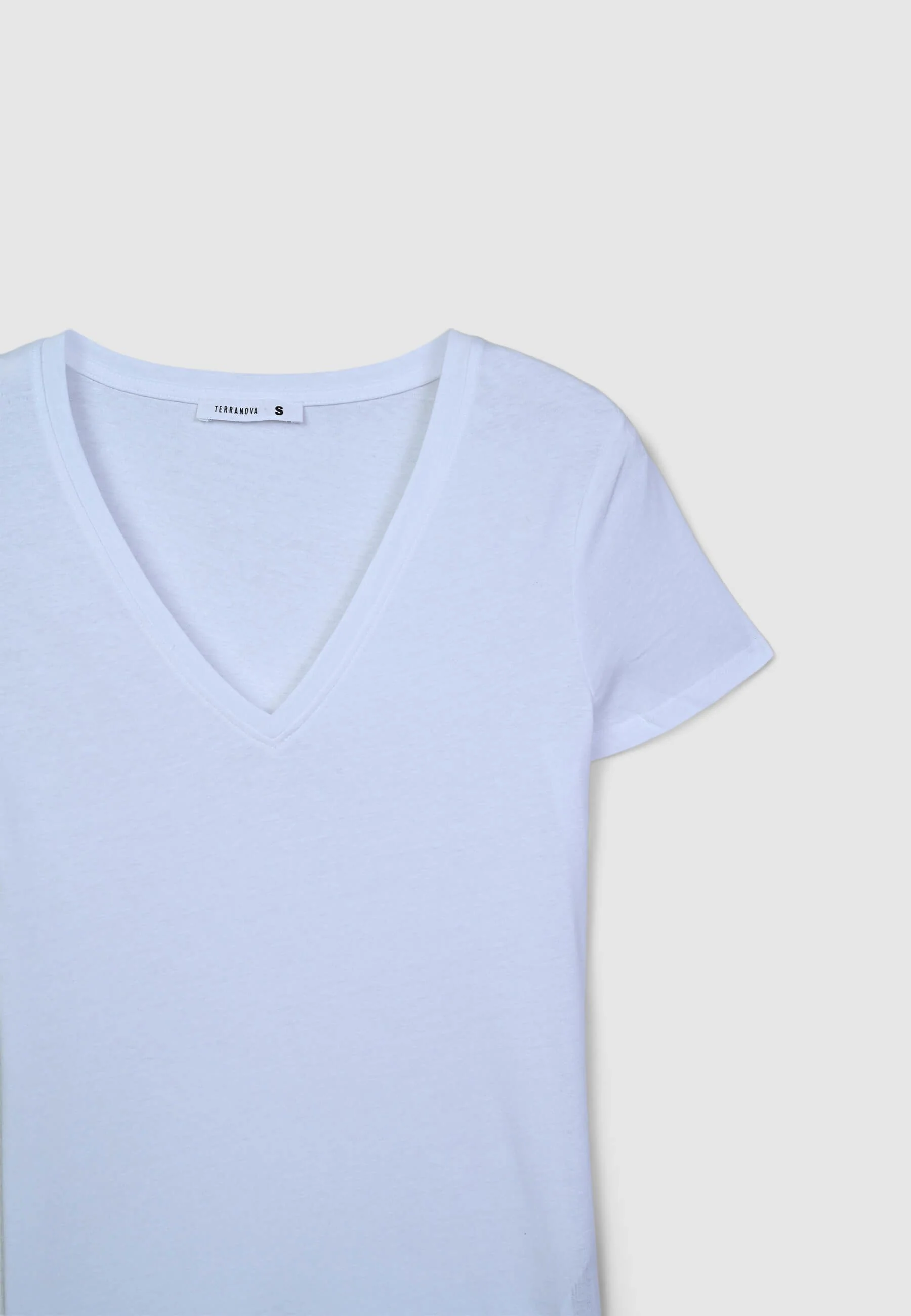T-shirt scollo a v tinta unita - Image 6
