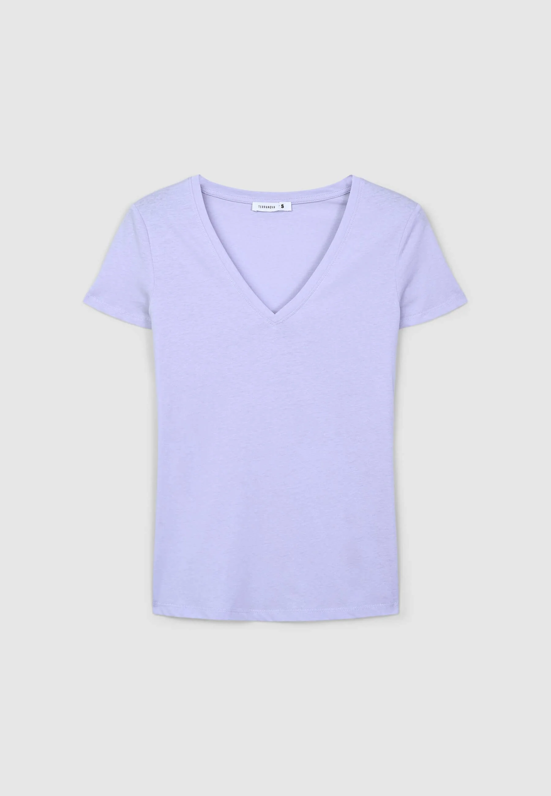 T-shirt scollo a v tinta unita - Image 4