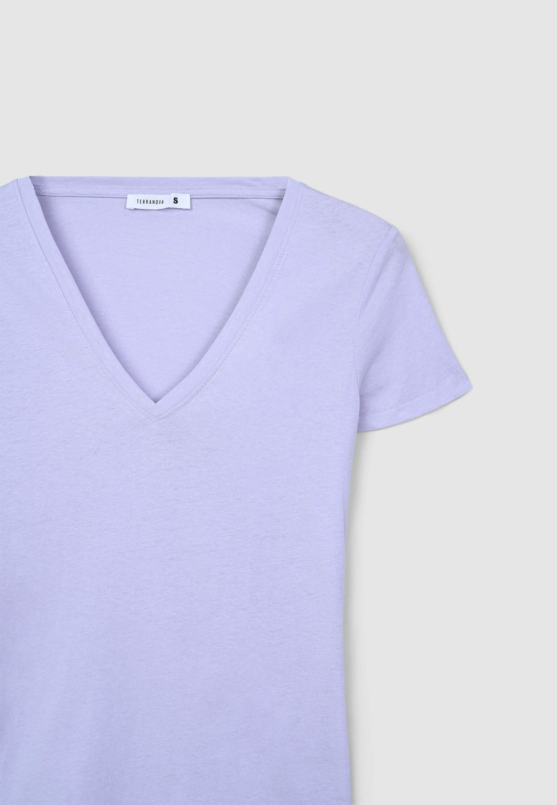 T-shirt scollo a v tinta unita - Image 6
