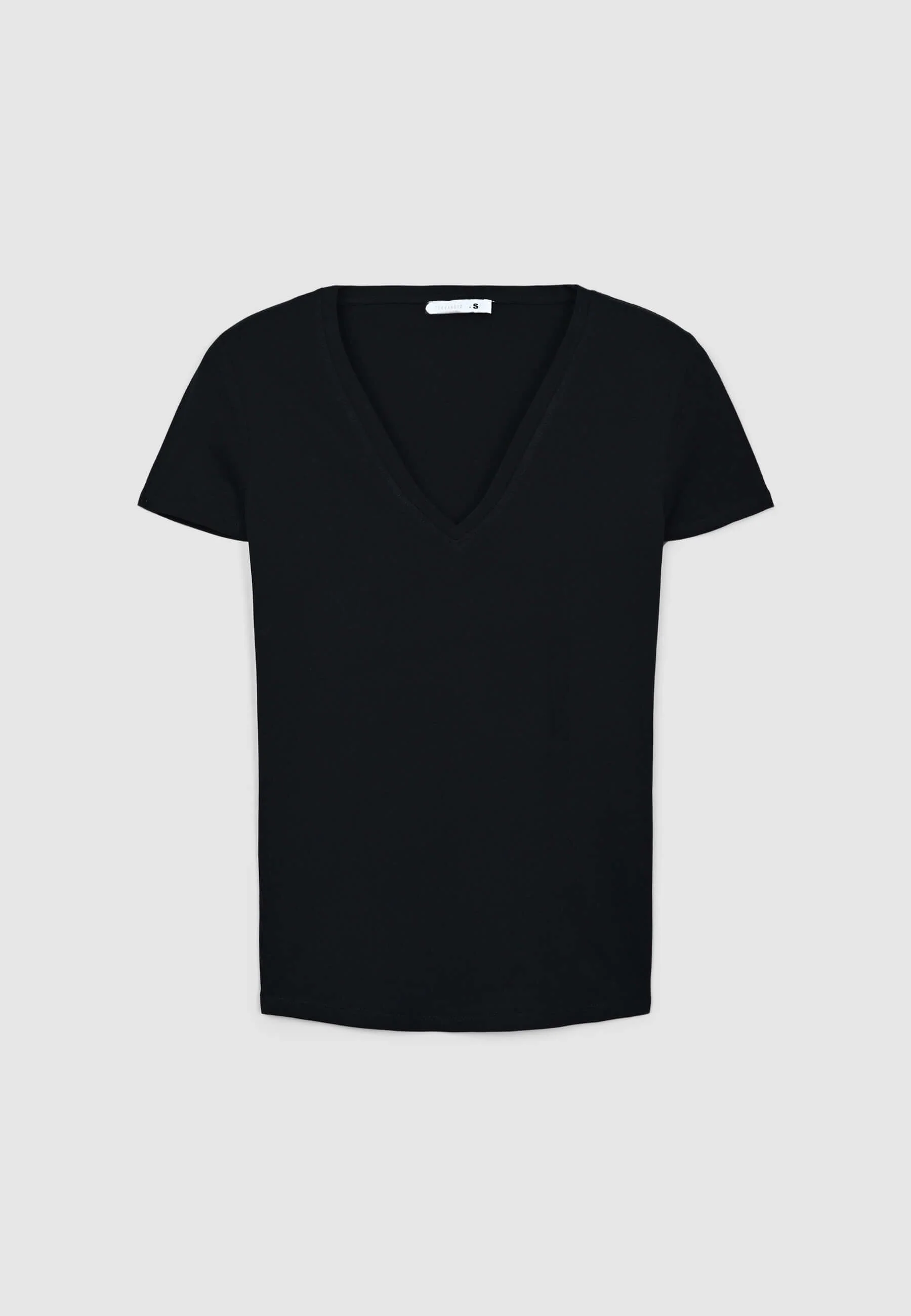 T-shirt scollo a v tinta unita - Image 5