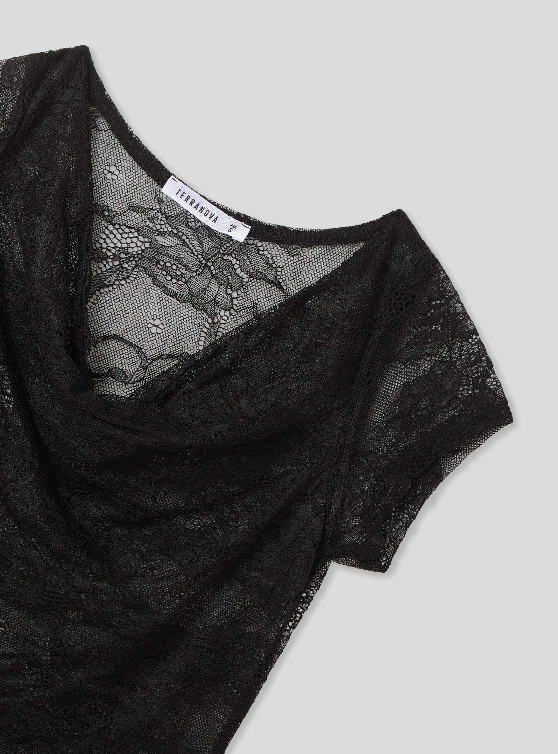 T-shirt scollo gronda in pizzo - Image 6