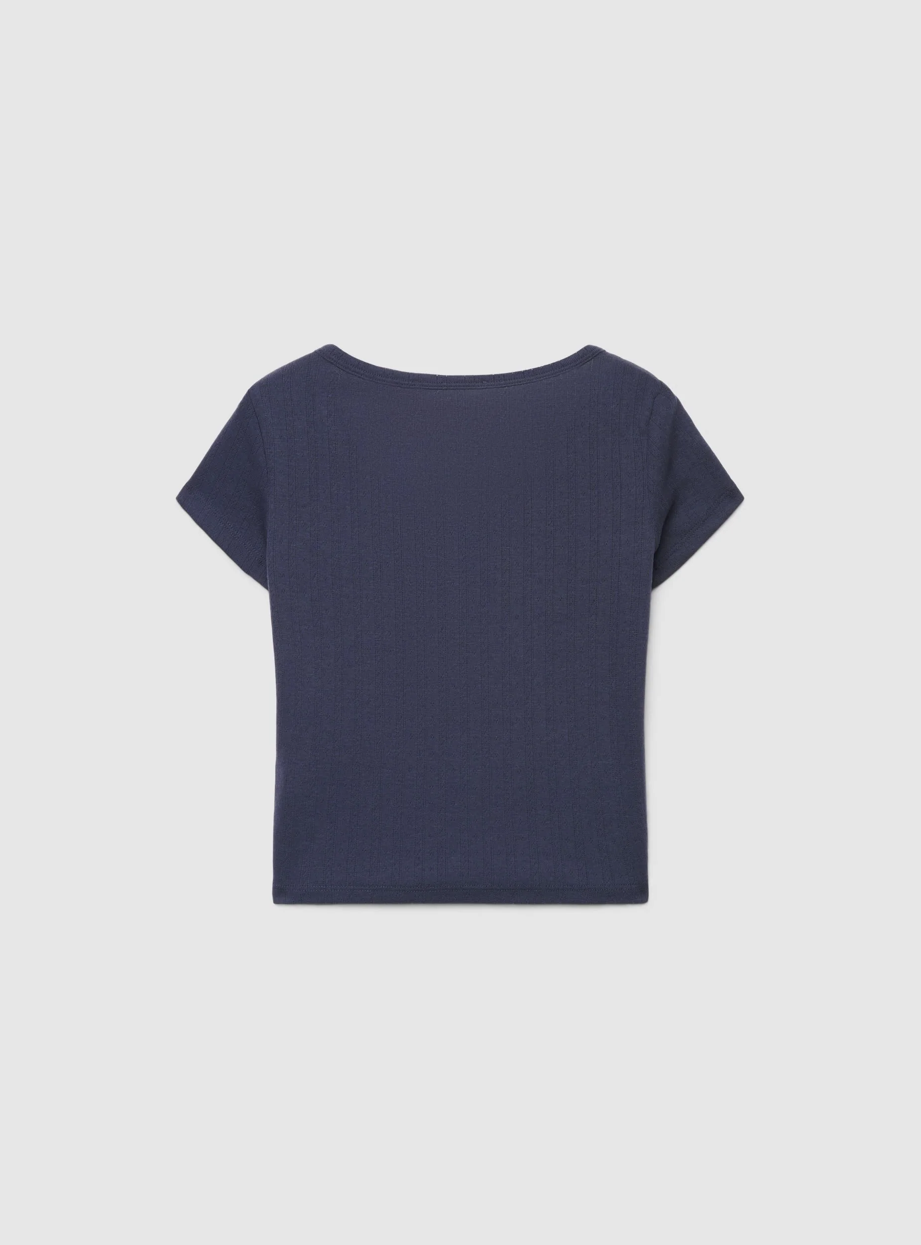 T-shirt serafino a costine con bottoni - Image 6