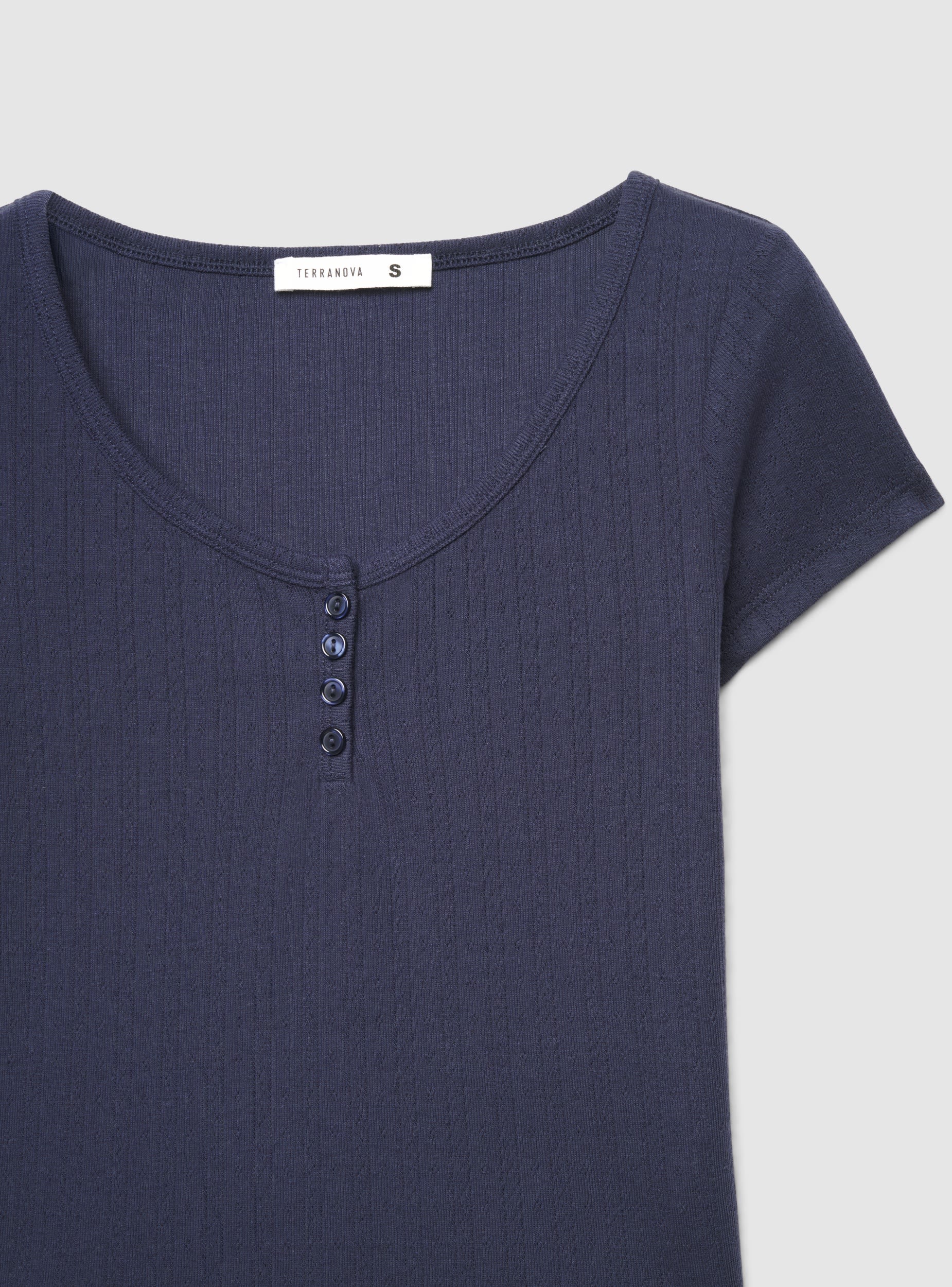 T-shirt serafino a costine con bottoni - Image 7