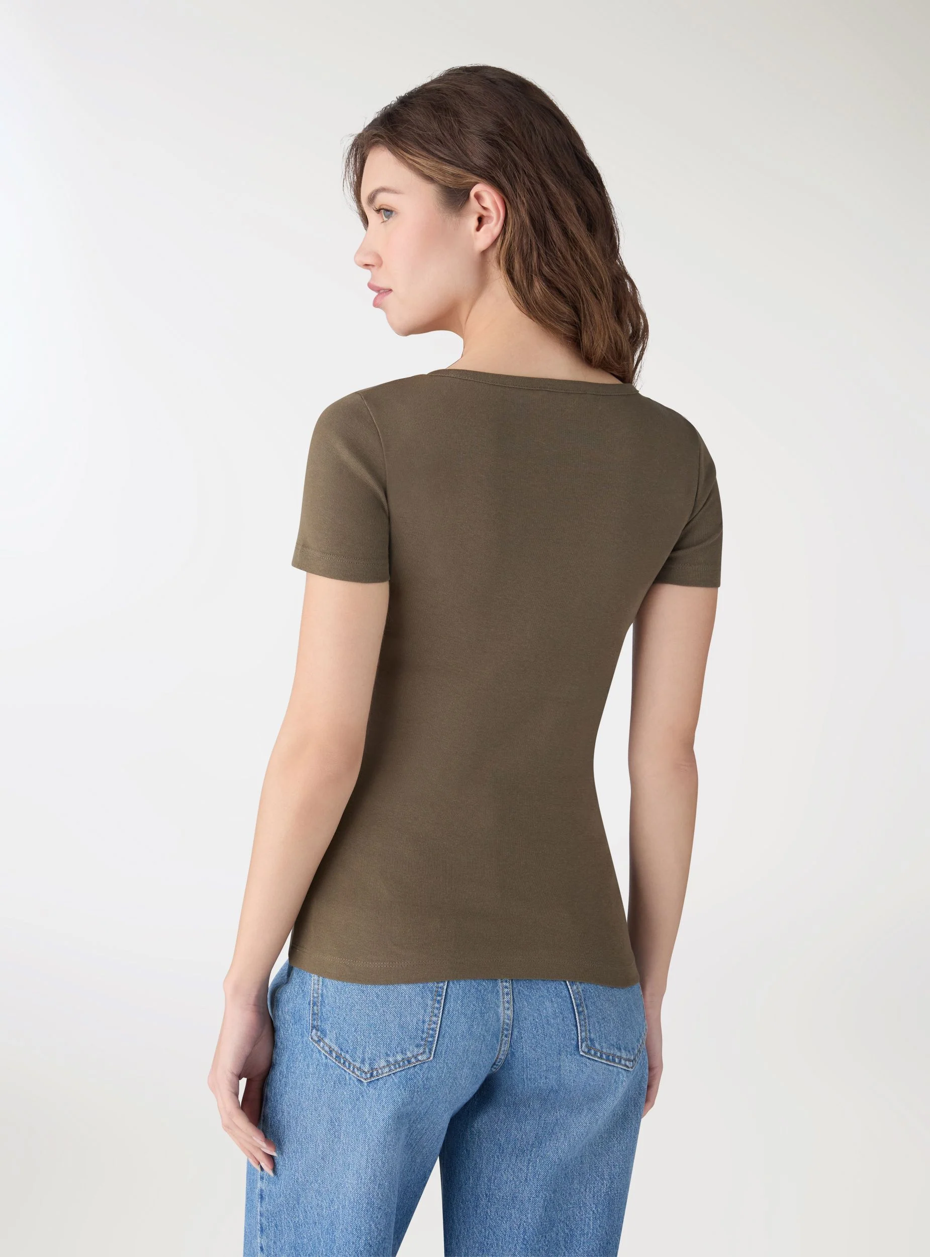 T-shirt serafino a tinta unita - Image 3