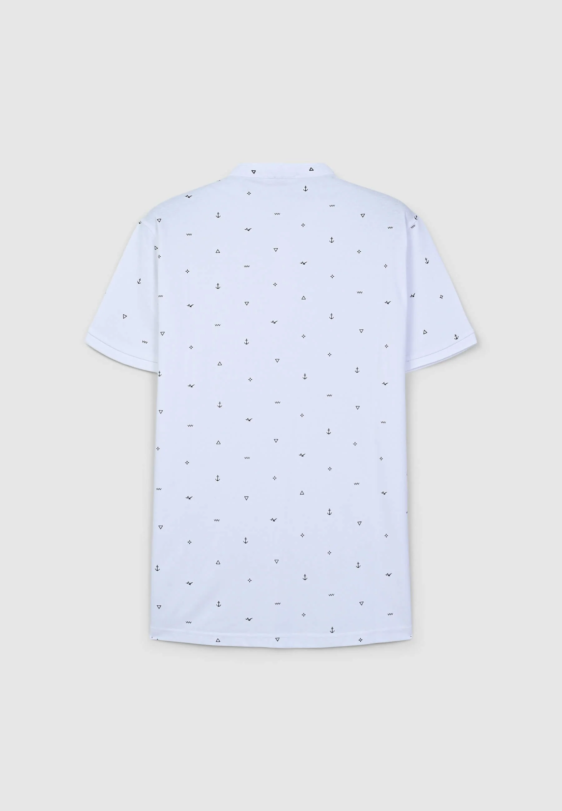 T-shirt serafino con colletto coreana in microfantasia - Image 2