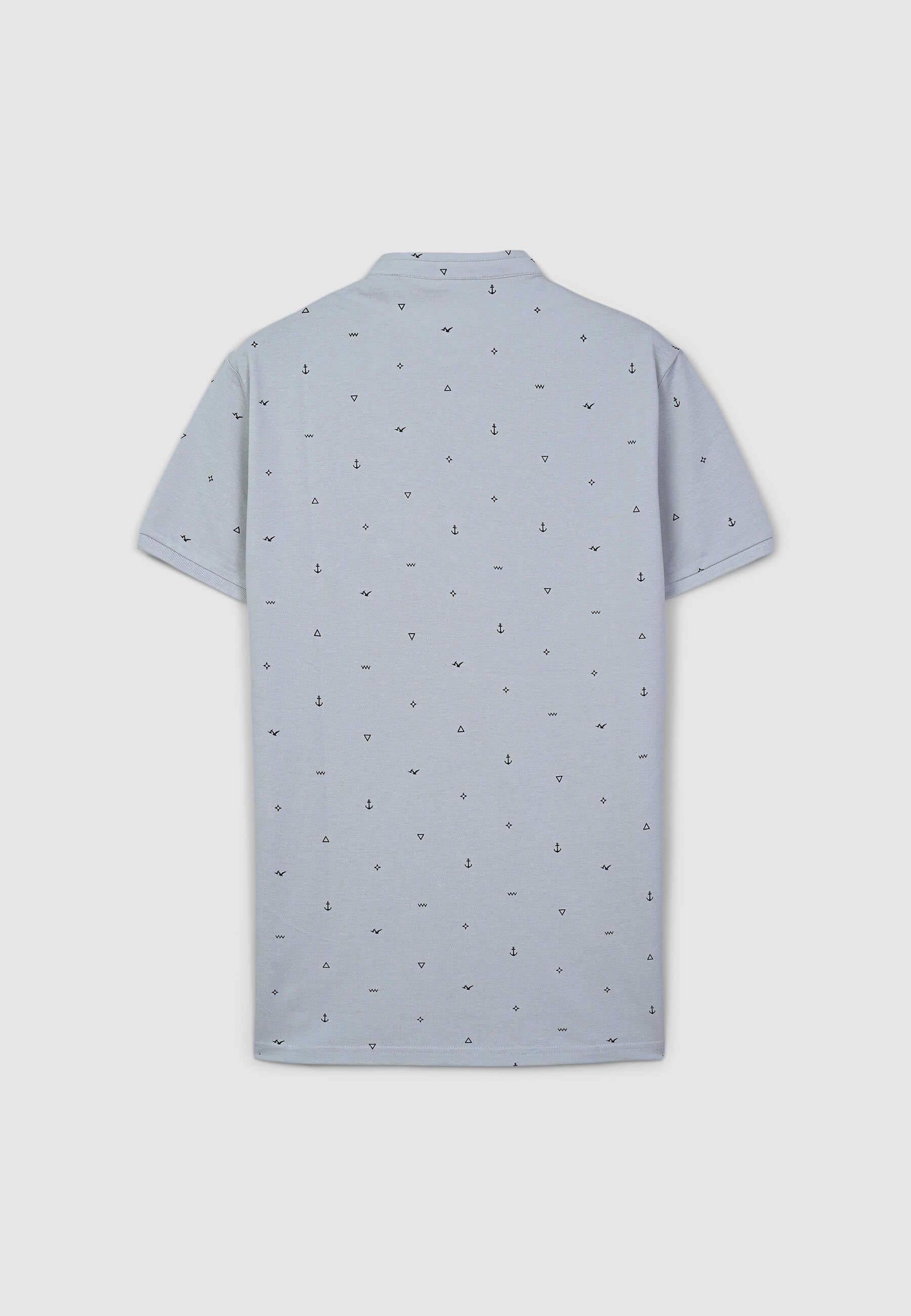 T-shirt serafino con colletto coreana in microfantasia - Image 3