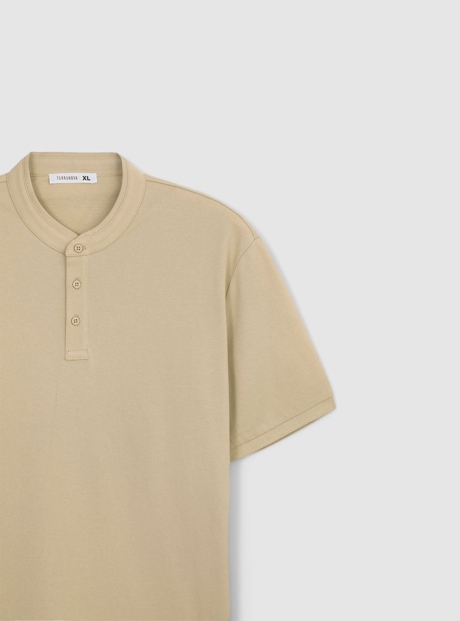 T-shirt serafino in piquet con collo coreana - Image 5
