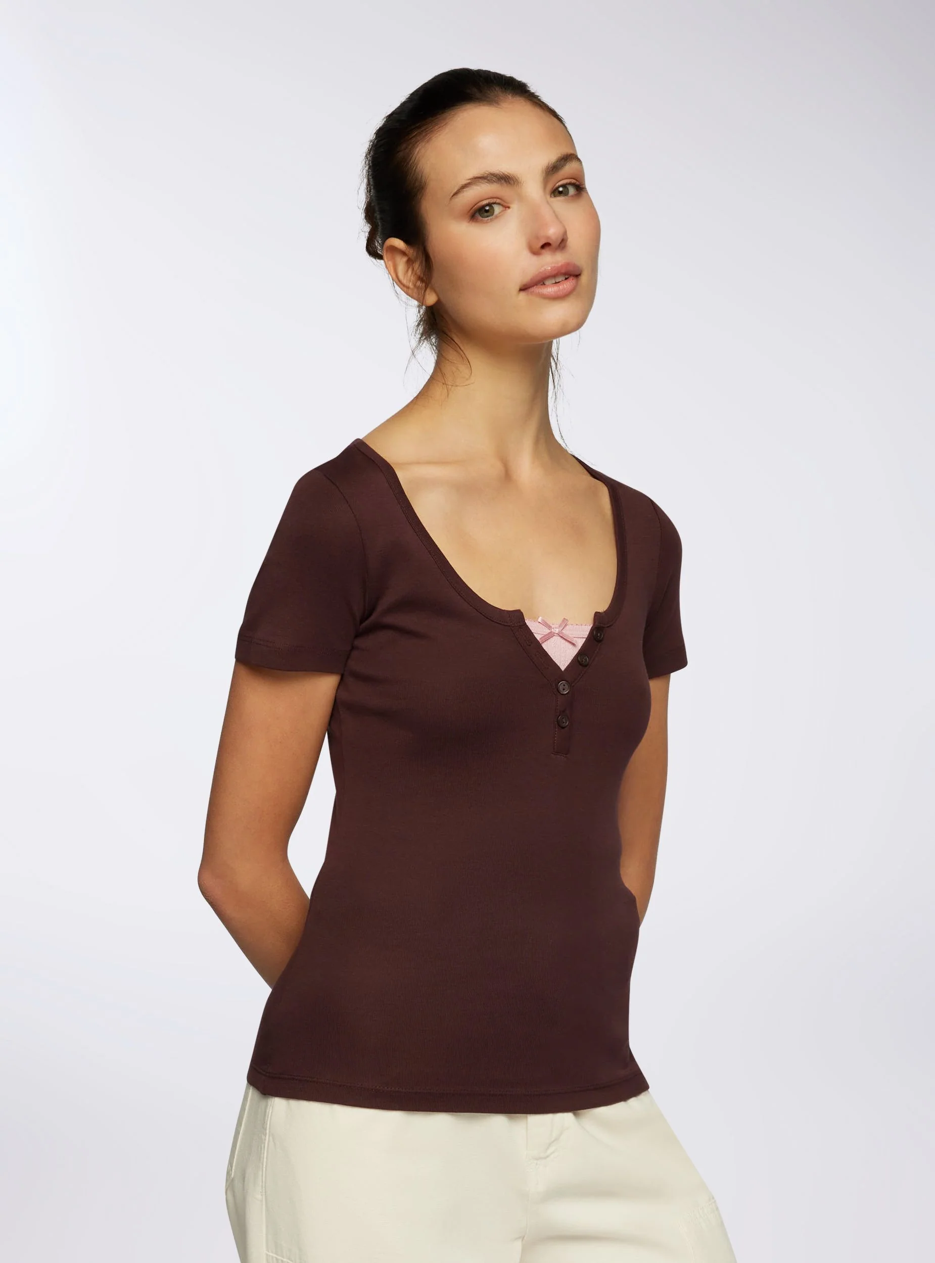 T-shirt serafino tinta unita - Image 3