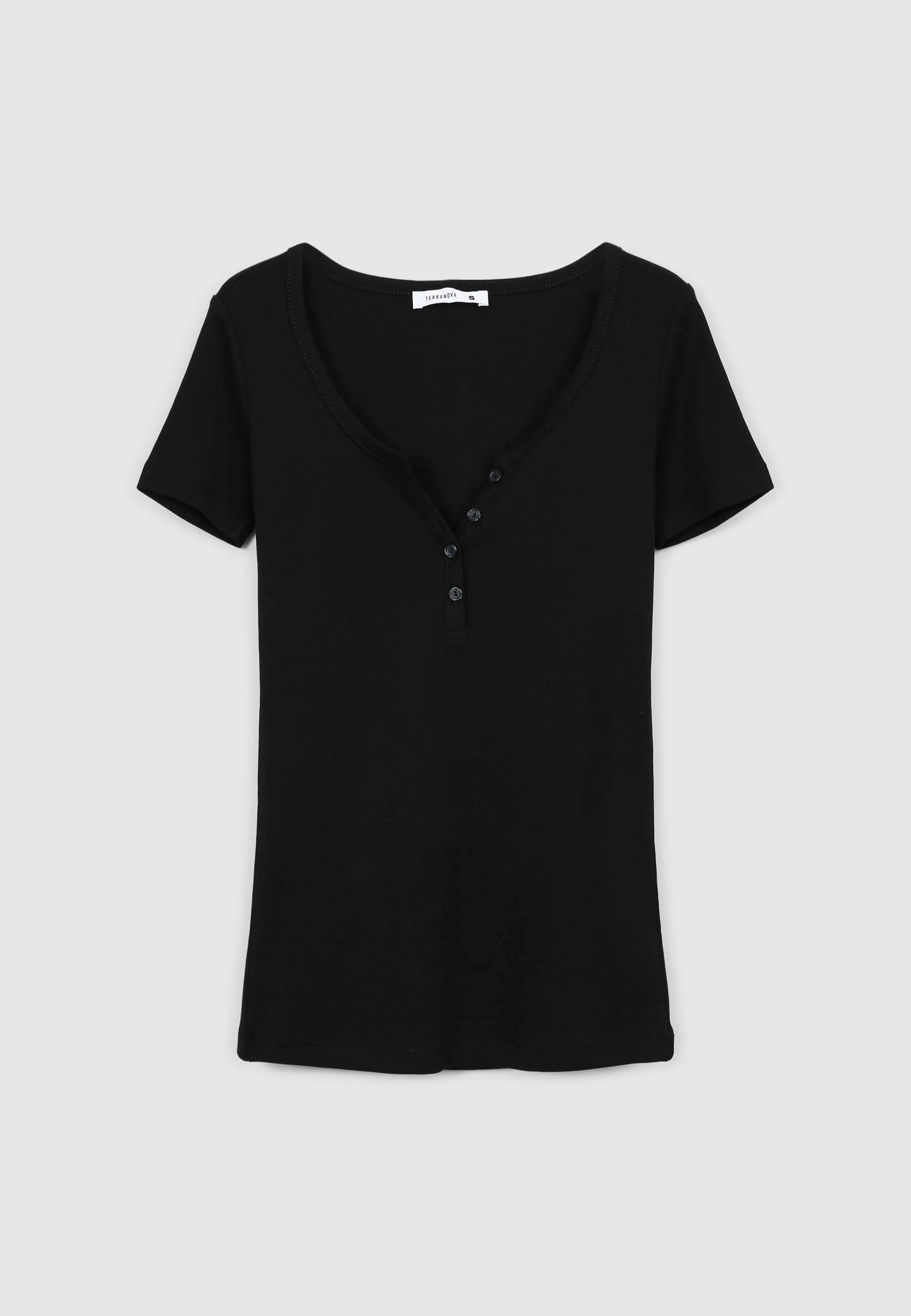 T-shirt serafino tinta unita - Image 4